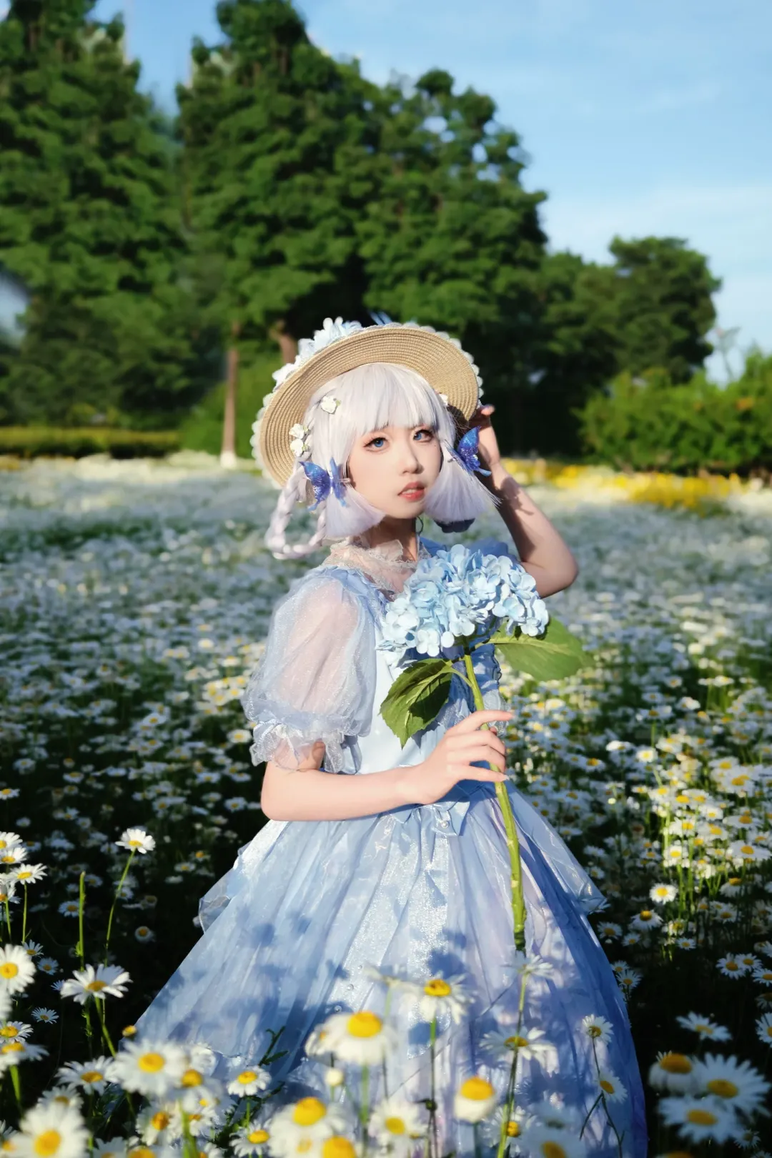 原神, 户外摄影, 神里绫华cos, 自搭cos, 雏菊花海 - 第2张