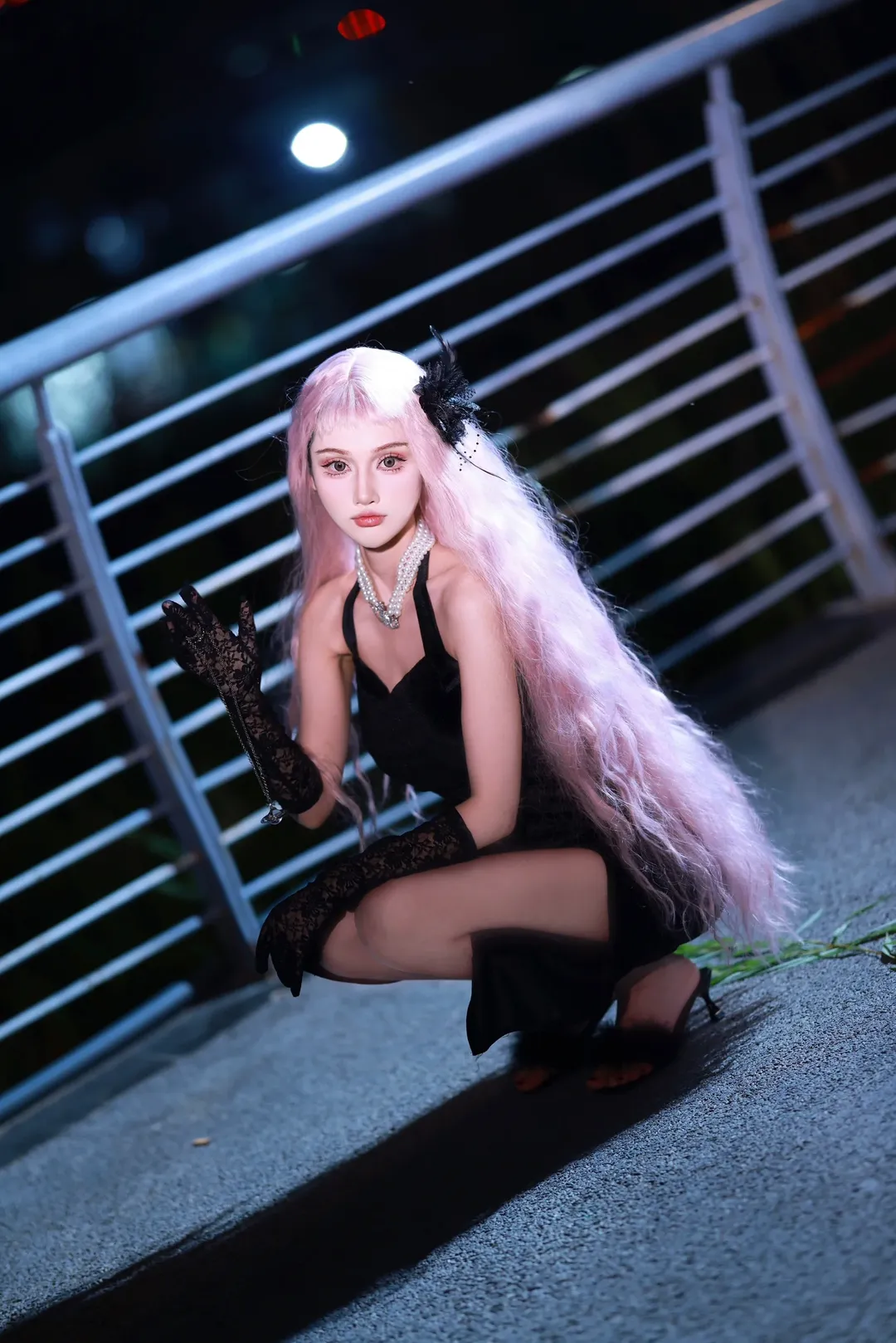 Wig styling, Cosplay photography, NANA, Layla cosplay, Night atmosphere