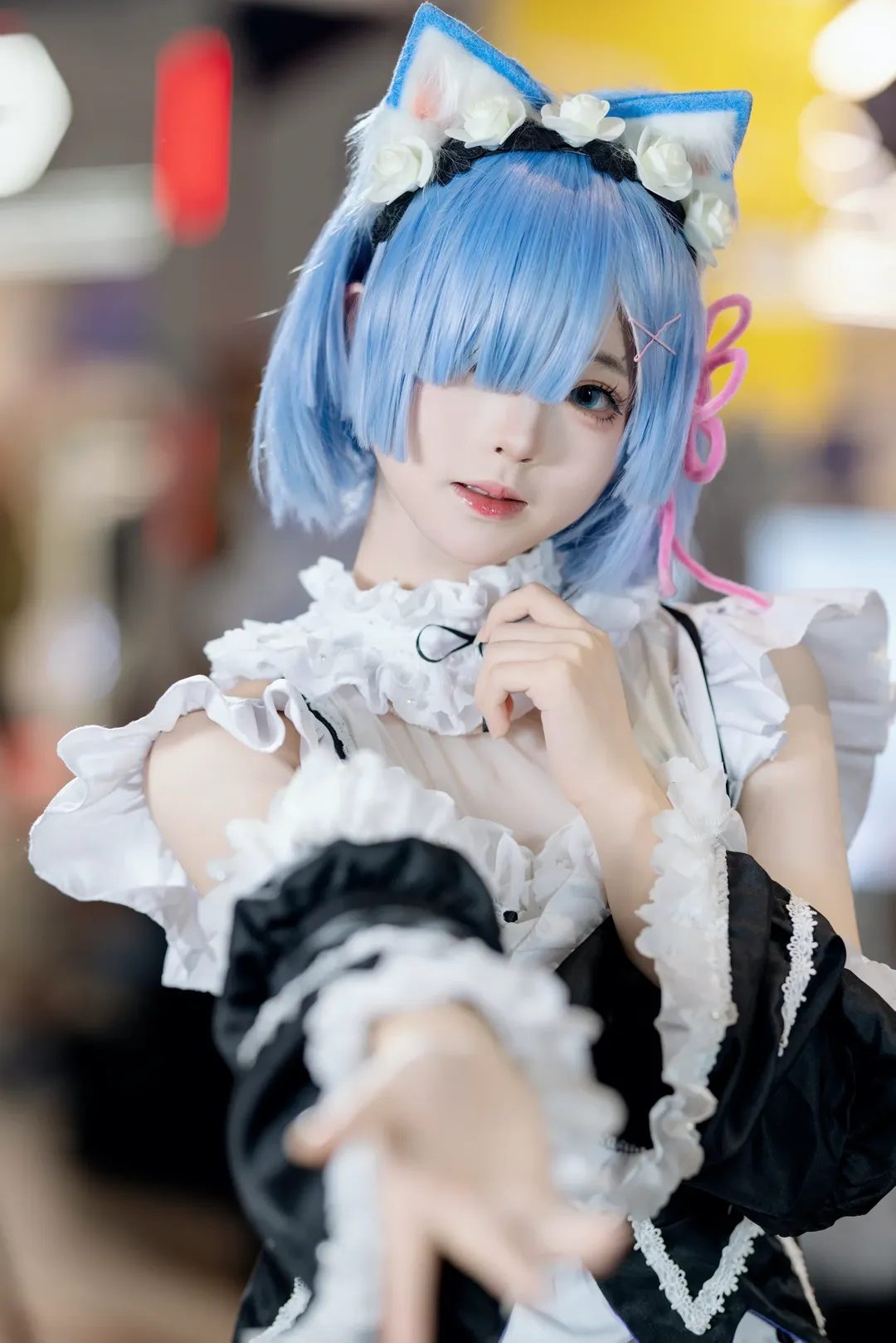 二次元撮影, イベント写真, メイド服コスプレ, 青髪メイド, 水游城コミコン - 1枚目