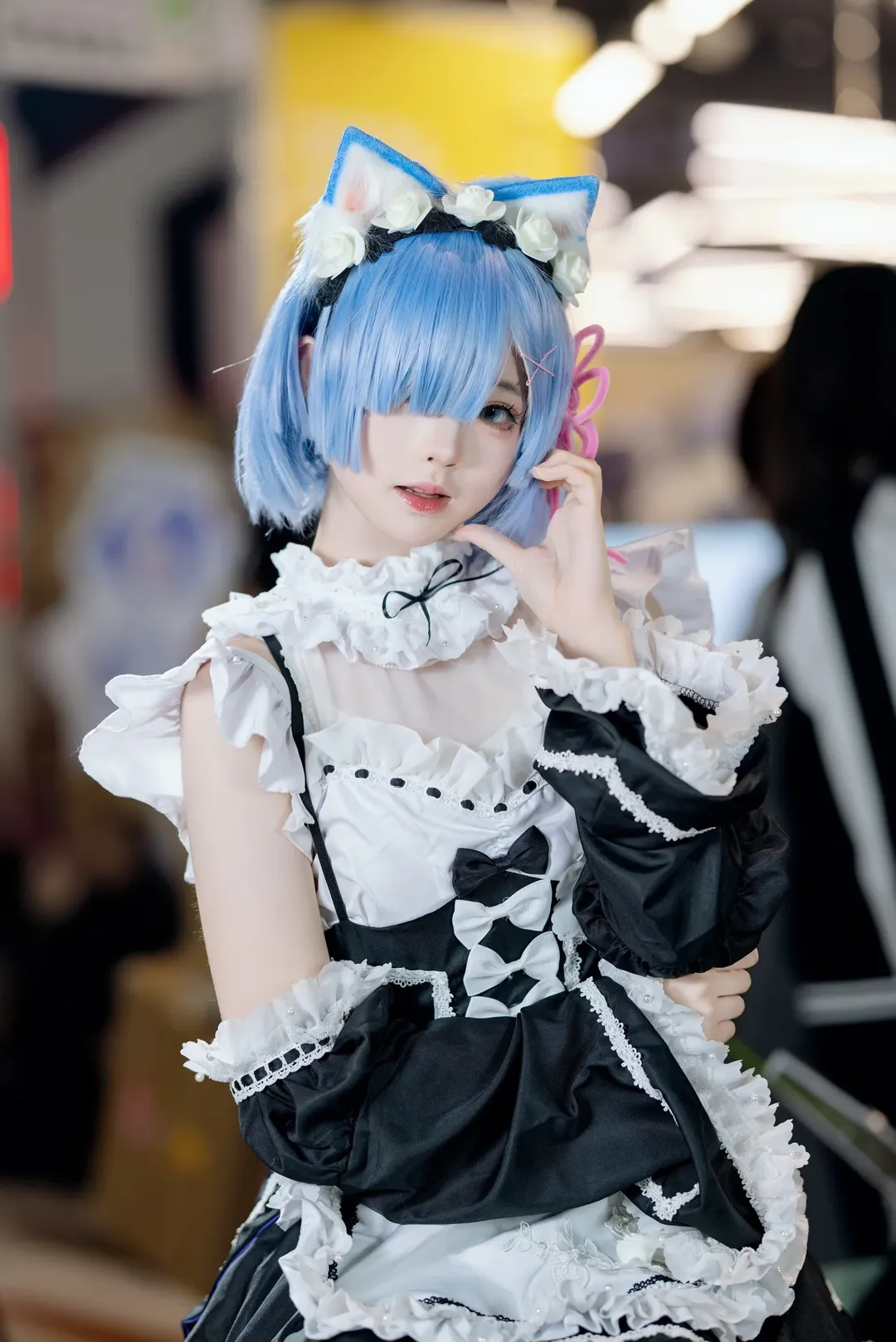 二次元撮影, イベント写真, メイド服コスプレ, 青髪メイド, 水游城コミコン - 2枚目