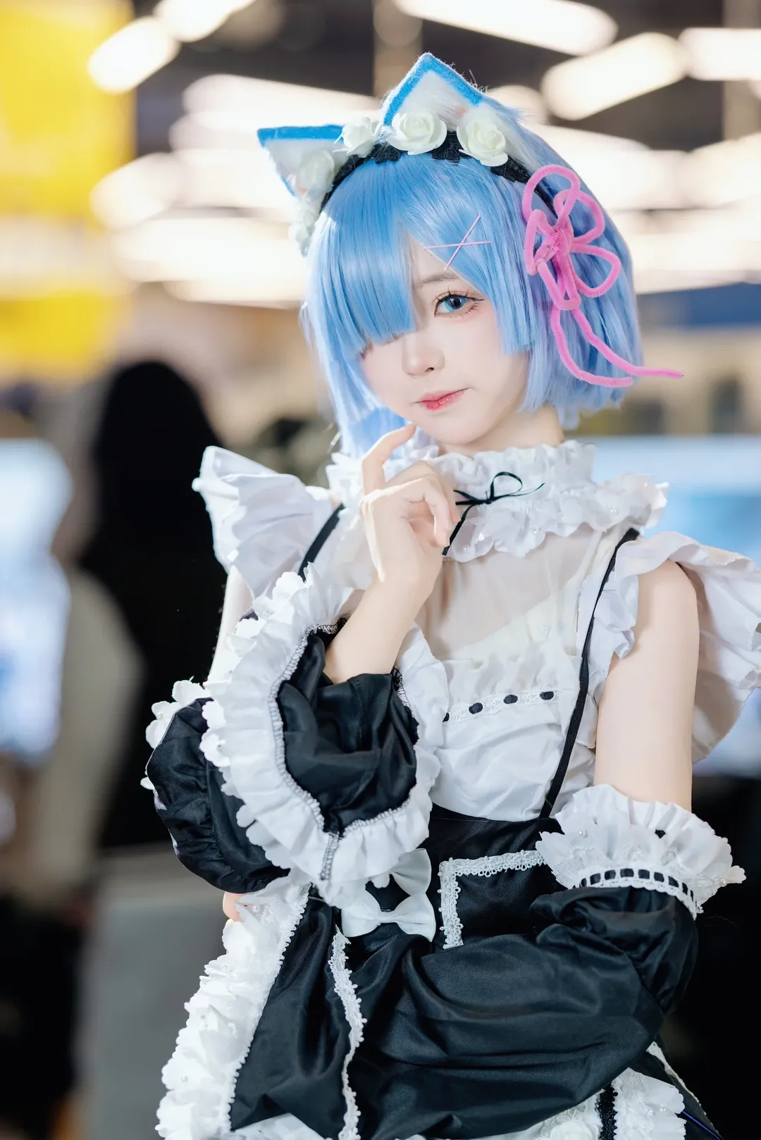 二次元撮影, イベント写真, メイド服コスプレ, 青髪メイド, 水游城コミコン - 5枚目