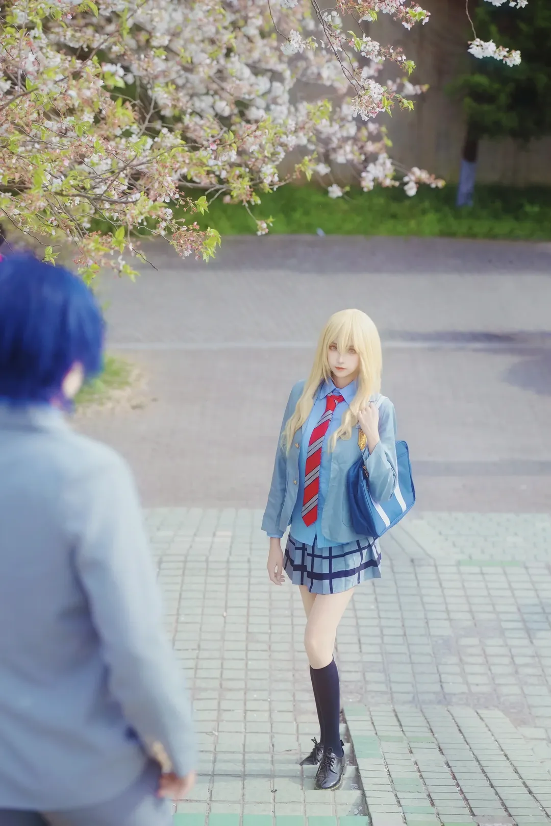 Miyazono Kaori cosplay, Your Lie in April, Violin cosplay, Spring cherry blossom cosplay, School uniform cosplay - Image 1