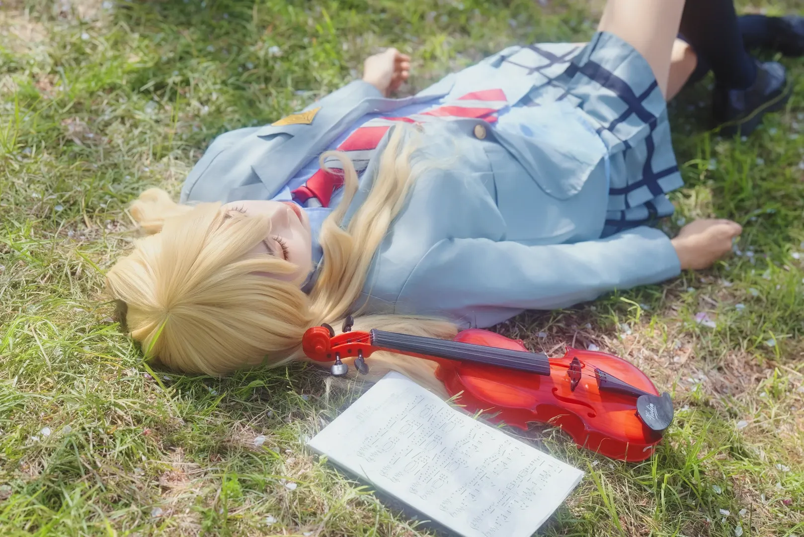Miyazono Kaori cosplay, Your Lie in April, Violin cosplay, Spring cherry blossom cosplay, School uniform cosplay - Image 3