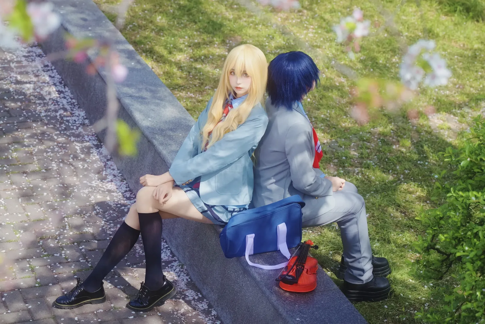 Miyazono Kaori cosplay, Your Lie in April, Violin cosplay, Spring cherry blossom cosplay, School uniform cosplay - Image 4