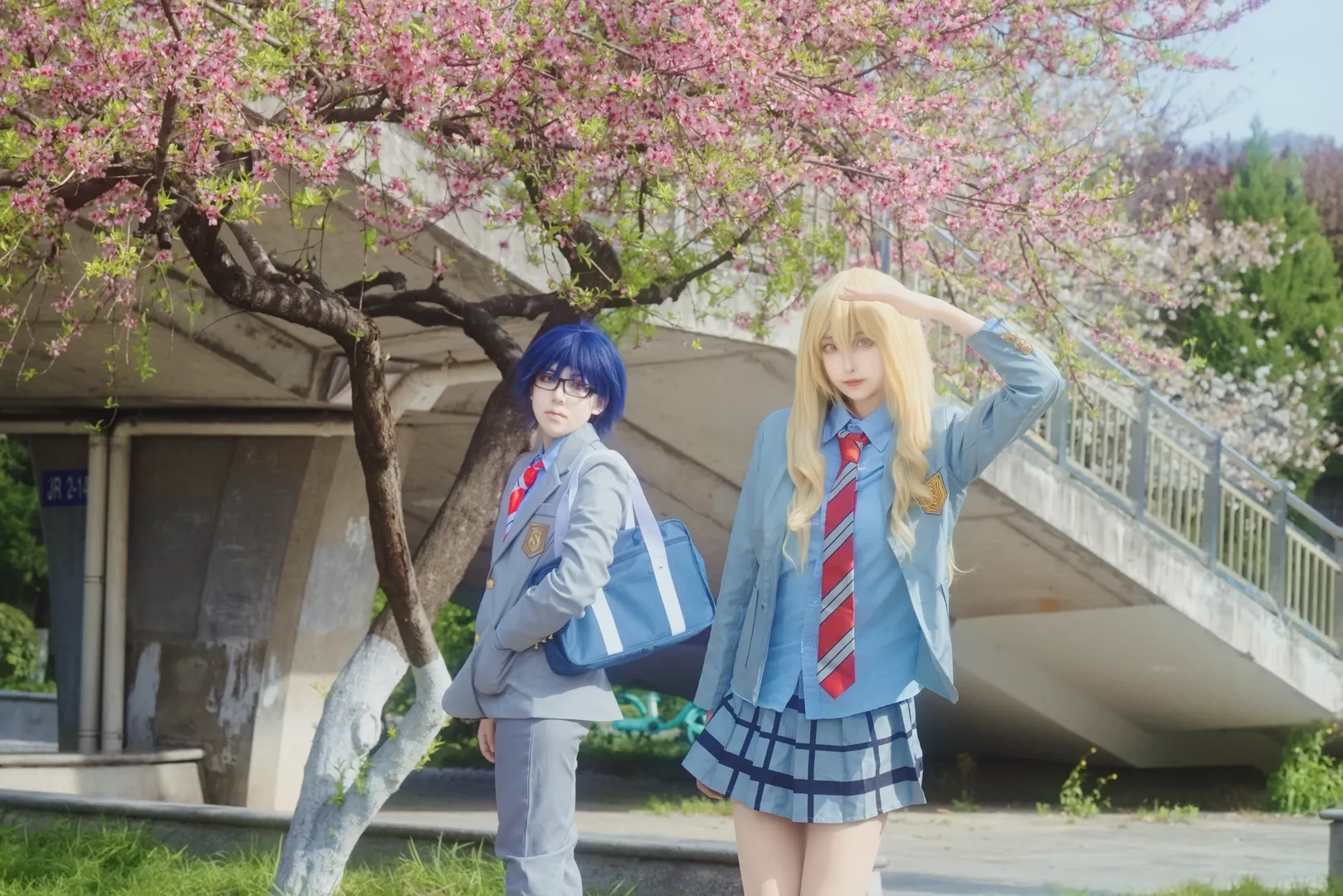 Miyazono Kaori cosplay, Your Lie in April, Violin cosplay, Spring cherry blossom cosplay, School uniform cosplay - Image 5