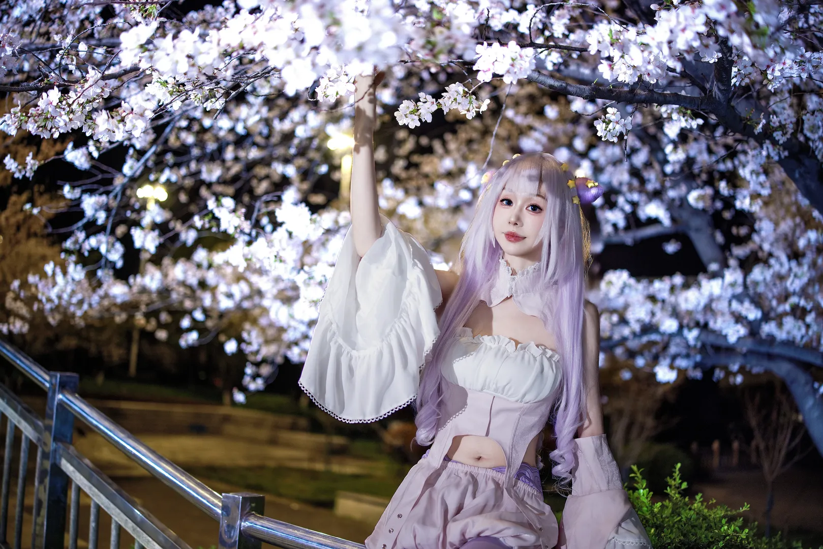 夜景人像, 魔法少女cos, 夜樱摄影, 深森白夜cos, 魔法少女曾与邪恶为敌
