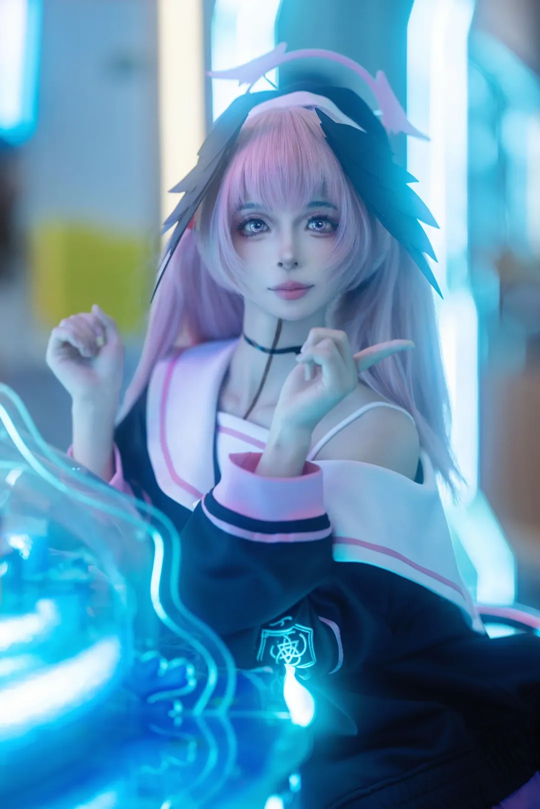 蔚蓝档案, 下江小春cos, 电玩城摄影, 赛博朋克风格, 粉色系Cosplay - 第4张