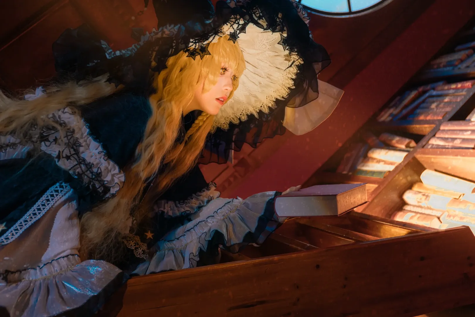 东方project, 雾雨魔理沙cos, 图书馆摄影, 东方cosplay, 复古洋装 - 第4张
