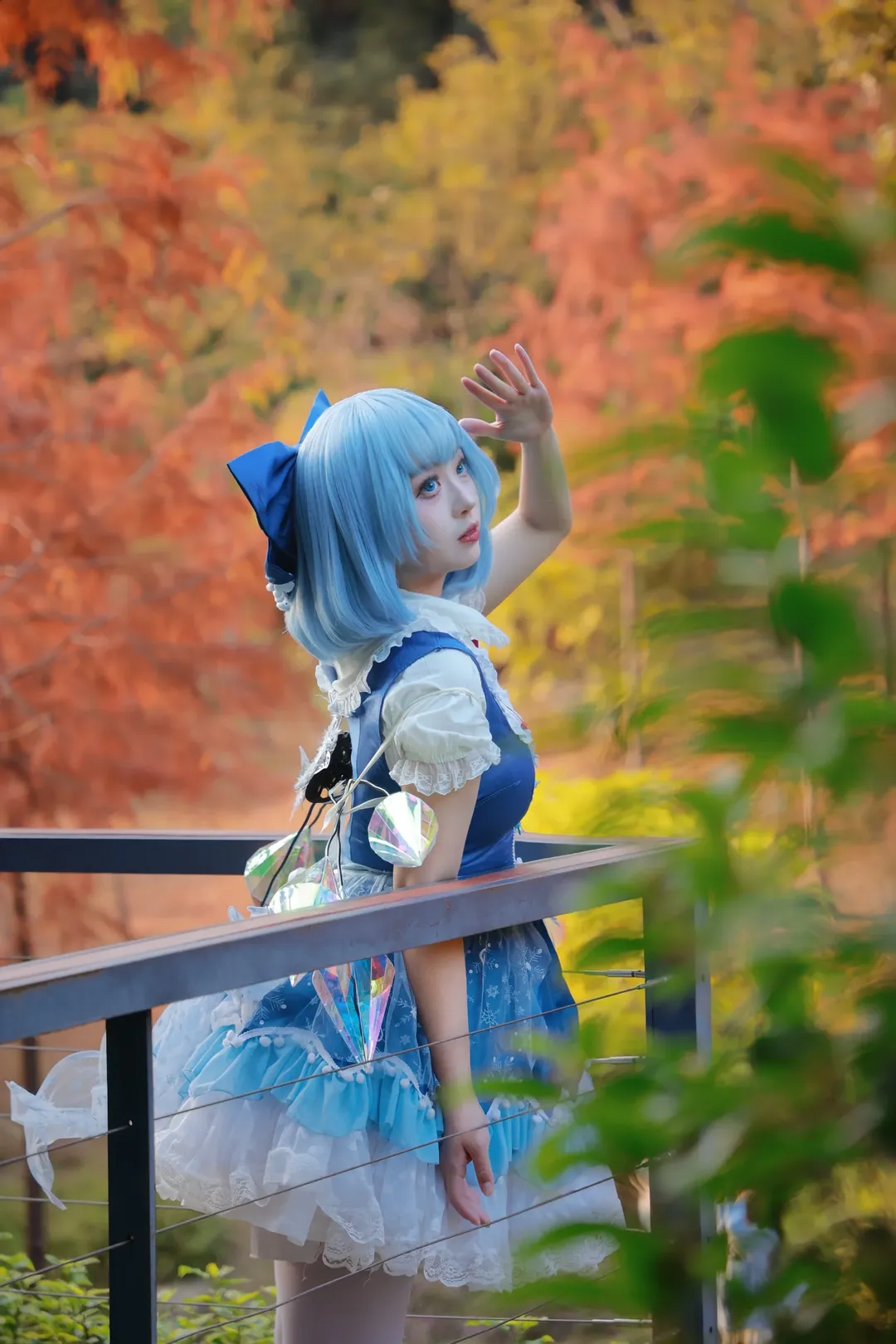 东方Project, cosplay摄影, 琪露诺cos, 秋日外景, 二设同人