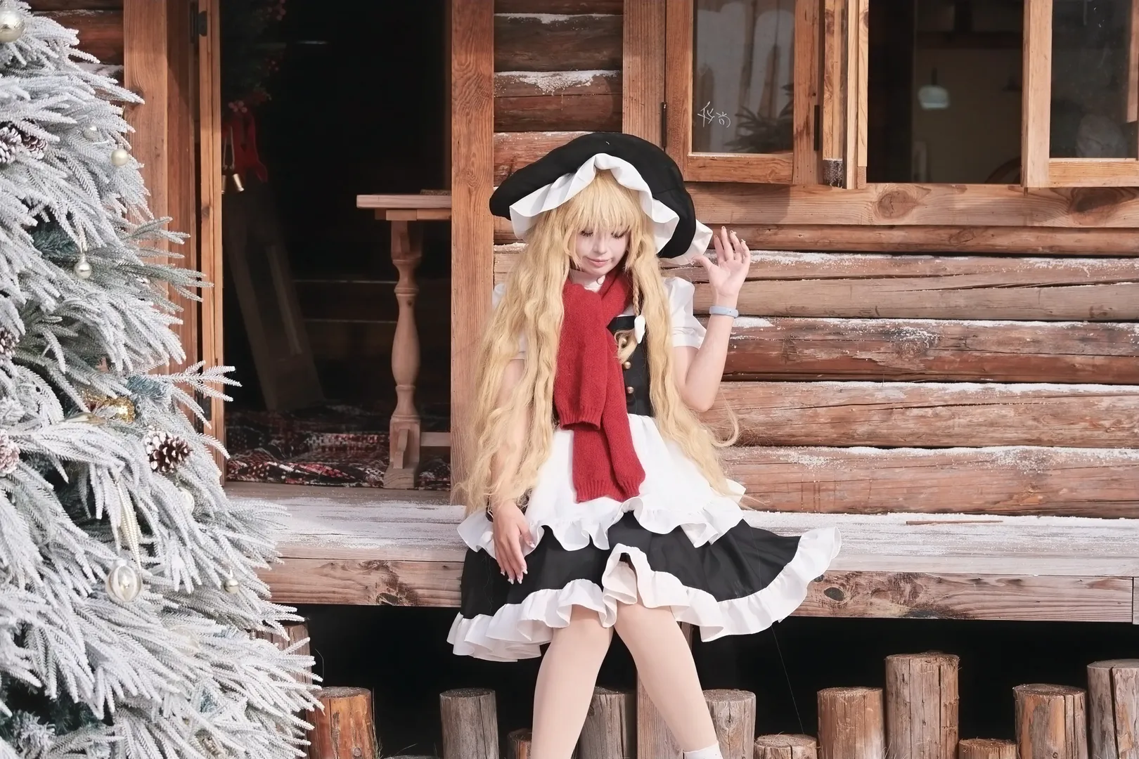 二次元撮影, 東方Project, 霧雨魔理沙 コスプレ, 広州の雪景色スタジオ, 冬の空気感 - 4枚目