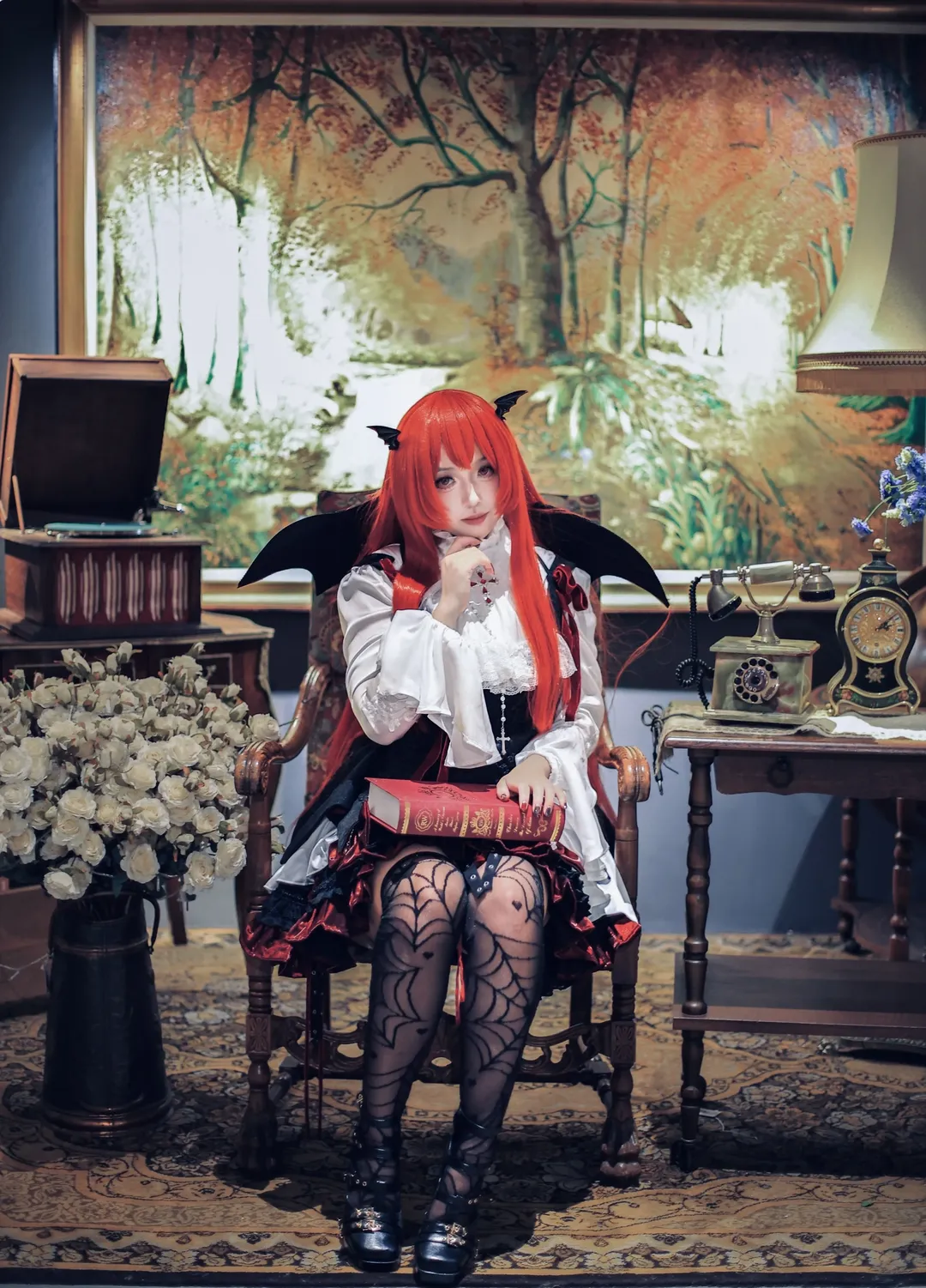 东方Project, 二次元cosplay, 小恶魔cos, 哥特风洛丽塔, 复古风摄影