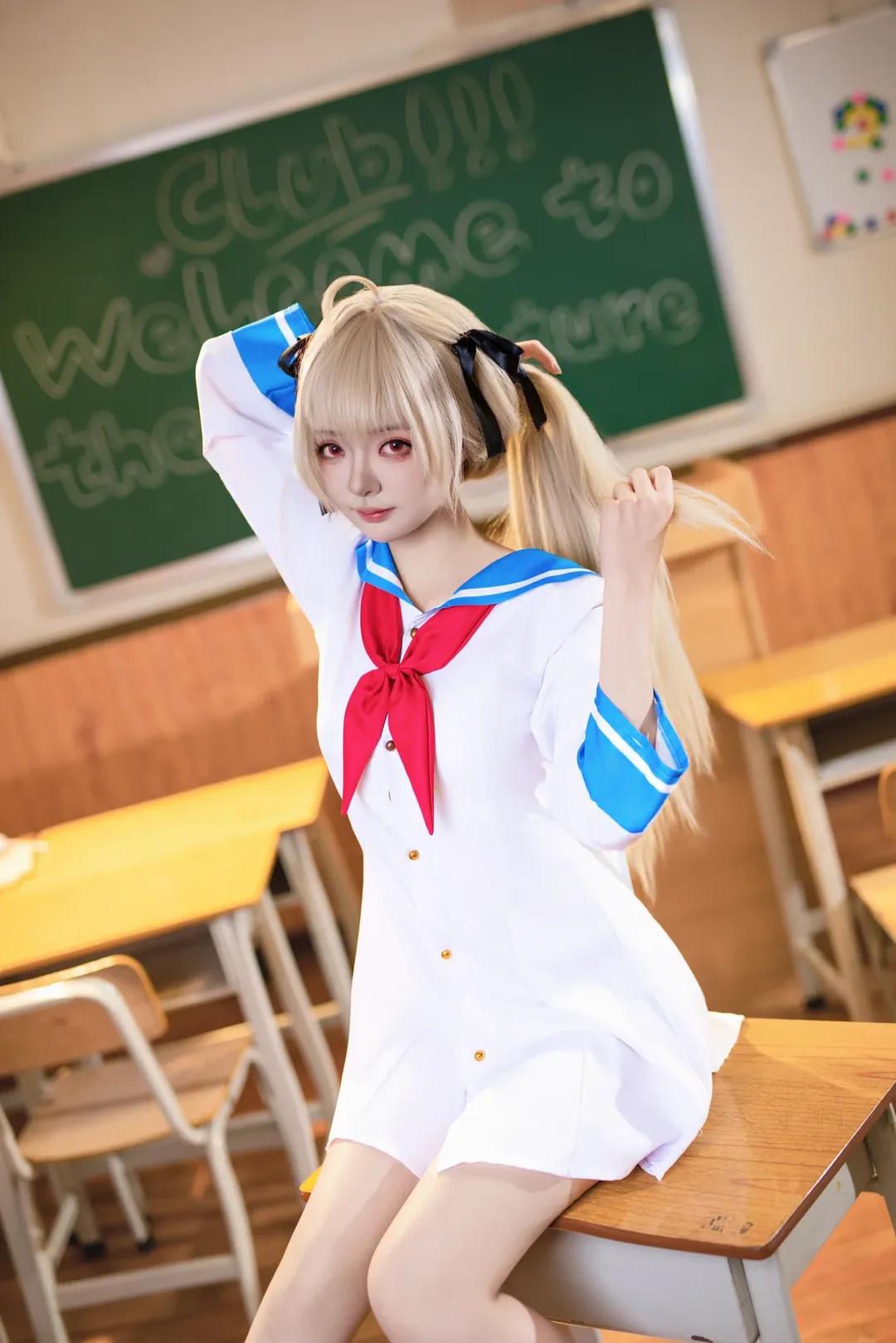 二次元cosplay, 水手服, 教室写真, 亚托莉cos, ATRI - 第4张