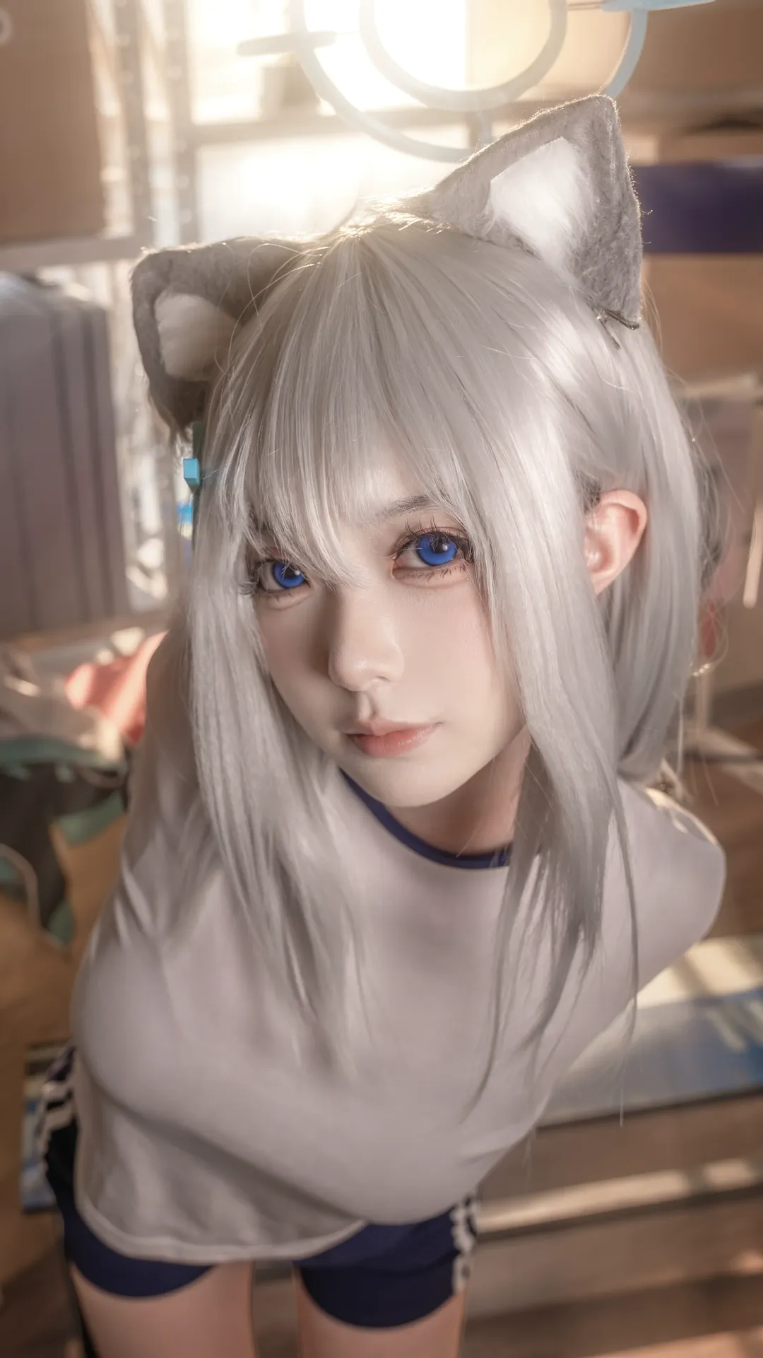 cosplay, 蔚蓝档案, 白丝, 砂狼白子cos, 体操服 - 第1张