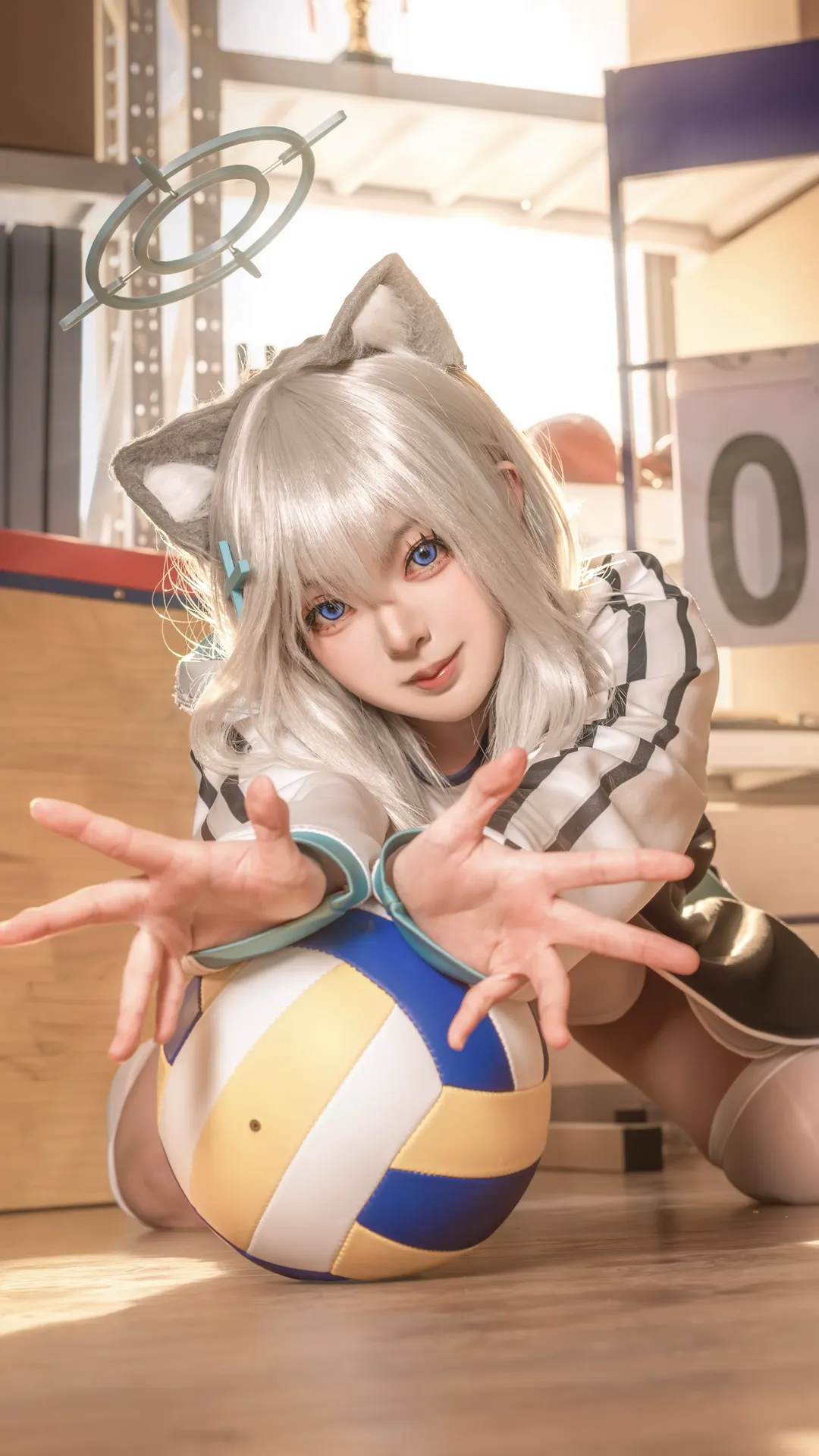cosplay, 蔚蓝档案, 白丝, 砂狼白子cos, 体操服 - 第5张