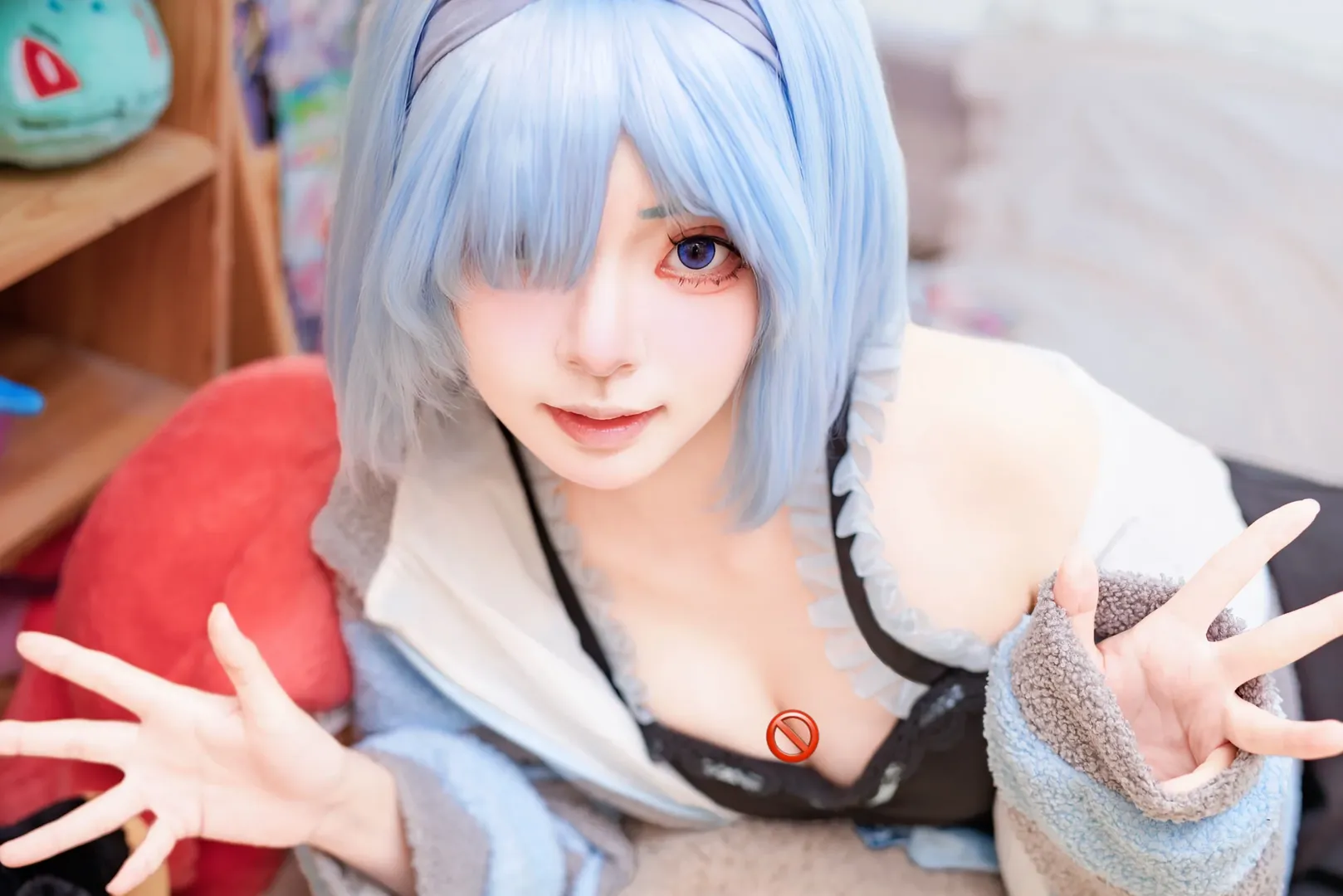 二次元撮影, Re:ゼロから始める異世界生活, レム コスプレ, パジャマコスプレ, おうちでの日常 - 1枚目