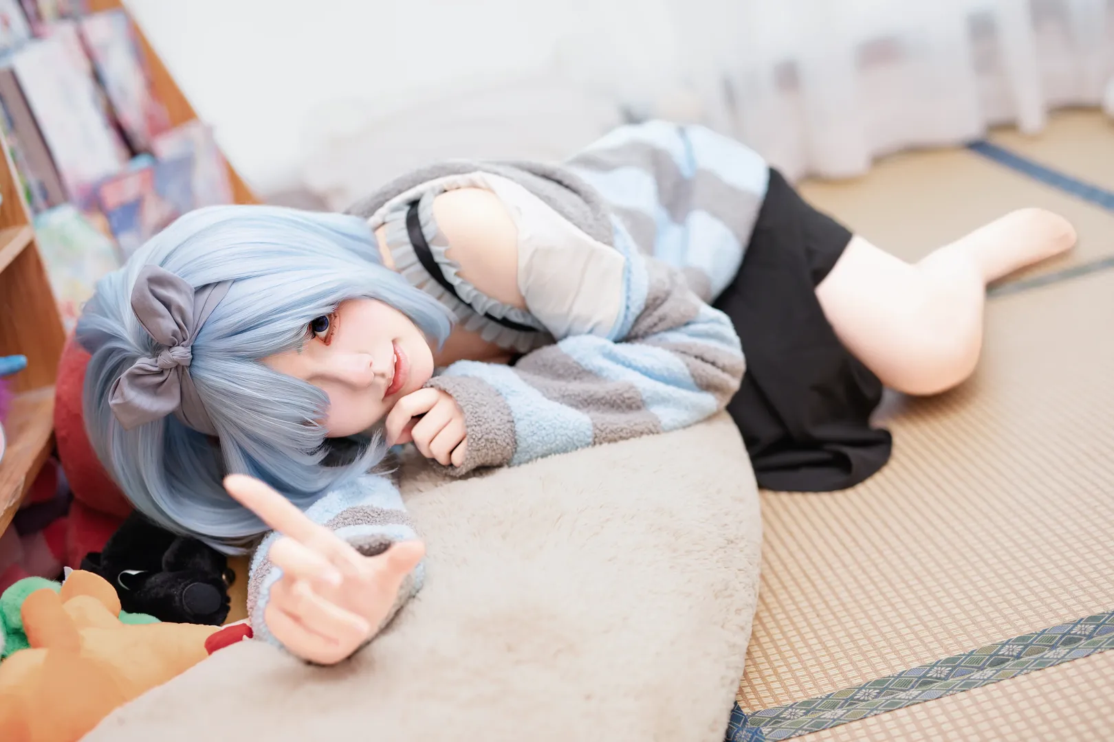 二次元撮影, Re:ゼロから始める異世界生活, レム コスプレ, パジャマコスプレ, おうちでの日常 - 4枚目