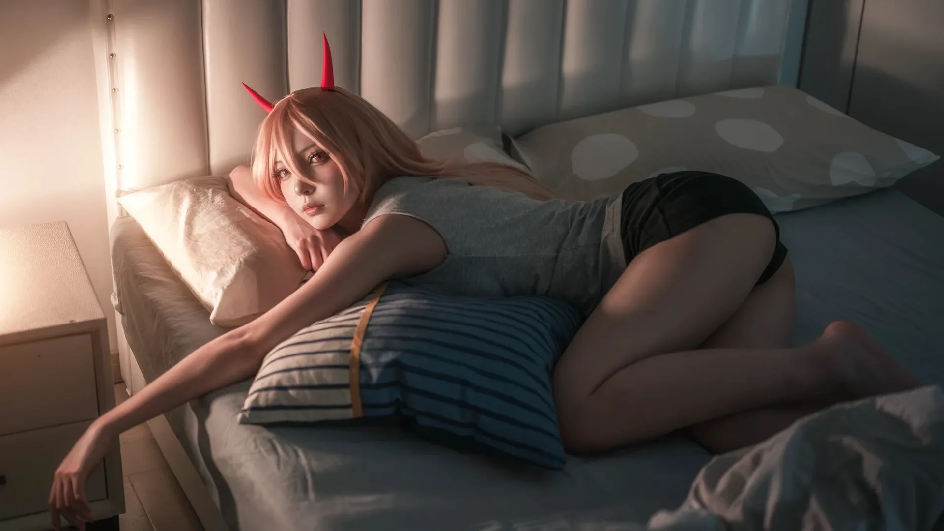 电锯人, 暗调摄影, 帕瓦cos, 电影感cosplay, 日常家居服 - 第1张