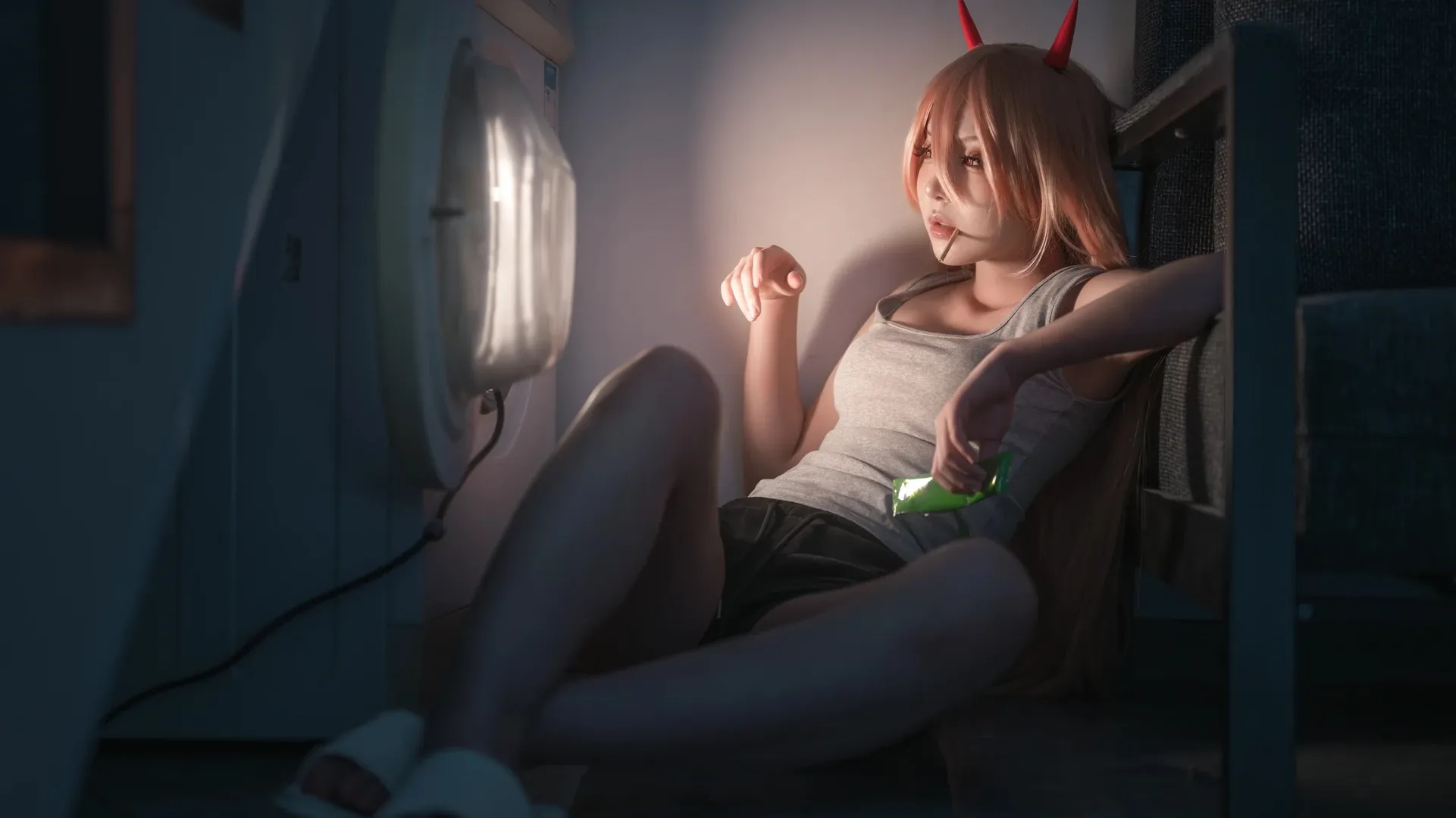 电锯人, 暗调摄影, 帕瓦cos, 电影感cosplay, 日常家居服 - 第2张