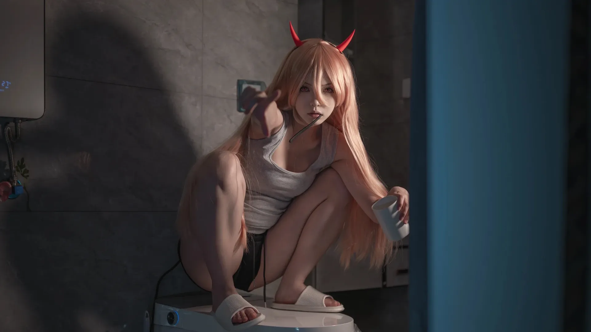 电锯人, 暗调摄影, 帕瓦cos, 电影感cosplay, 日常家居服 - 第5张