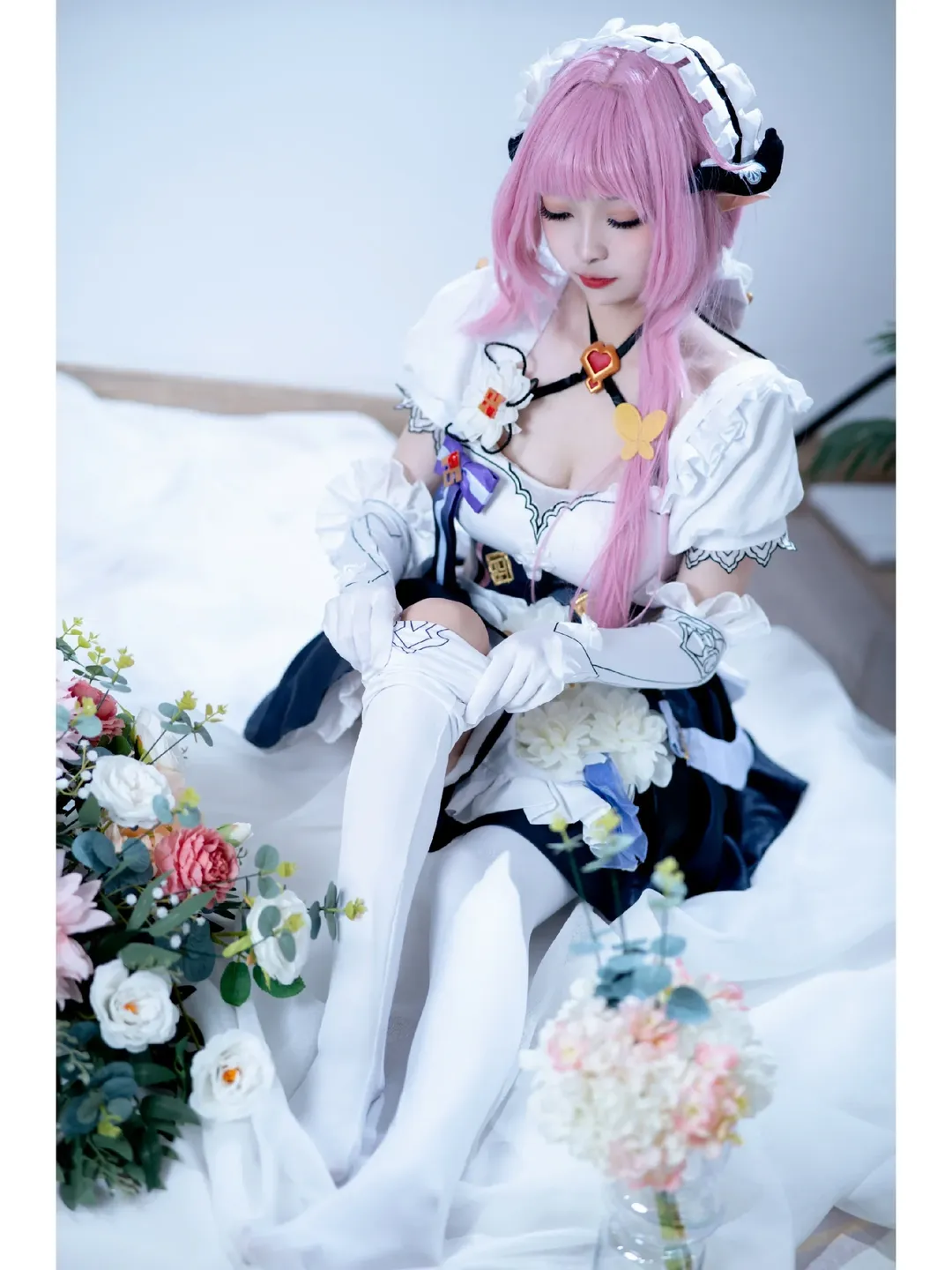 爱莉希雅cos, 崩坏3, 二次元cosplay, 精灵耳, 粉色假发 - 第7张