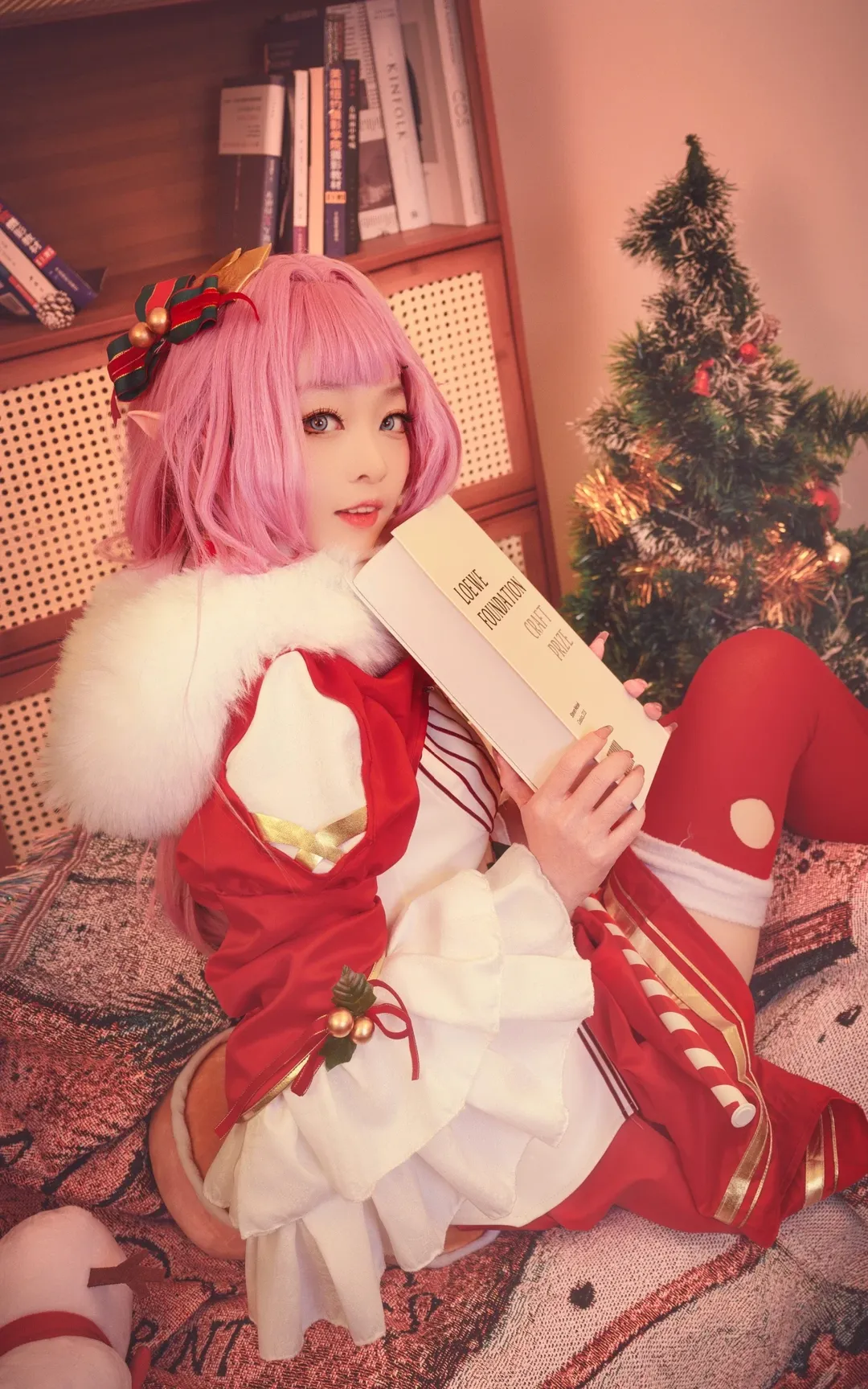 Elysia Cosplay, Honkai Impact 3rd, Christmas cosplay, Studio photoshoot share, Pink short hair cosplay - Image 5
