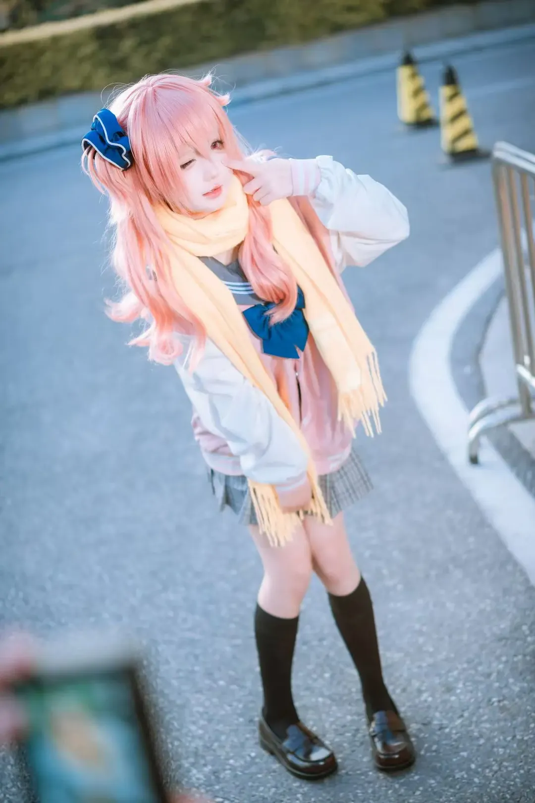 二次元摄影, 粉发cosplay, 校服穿搭, 因幡巡cos, 魔女的夜宴 - 第2张