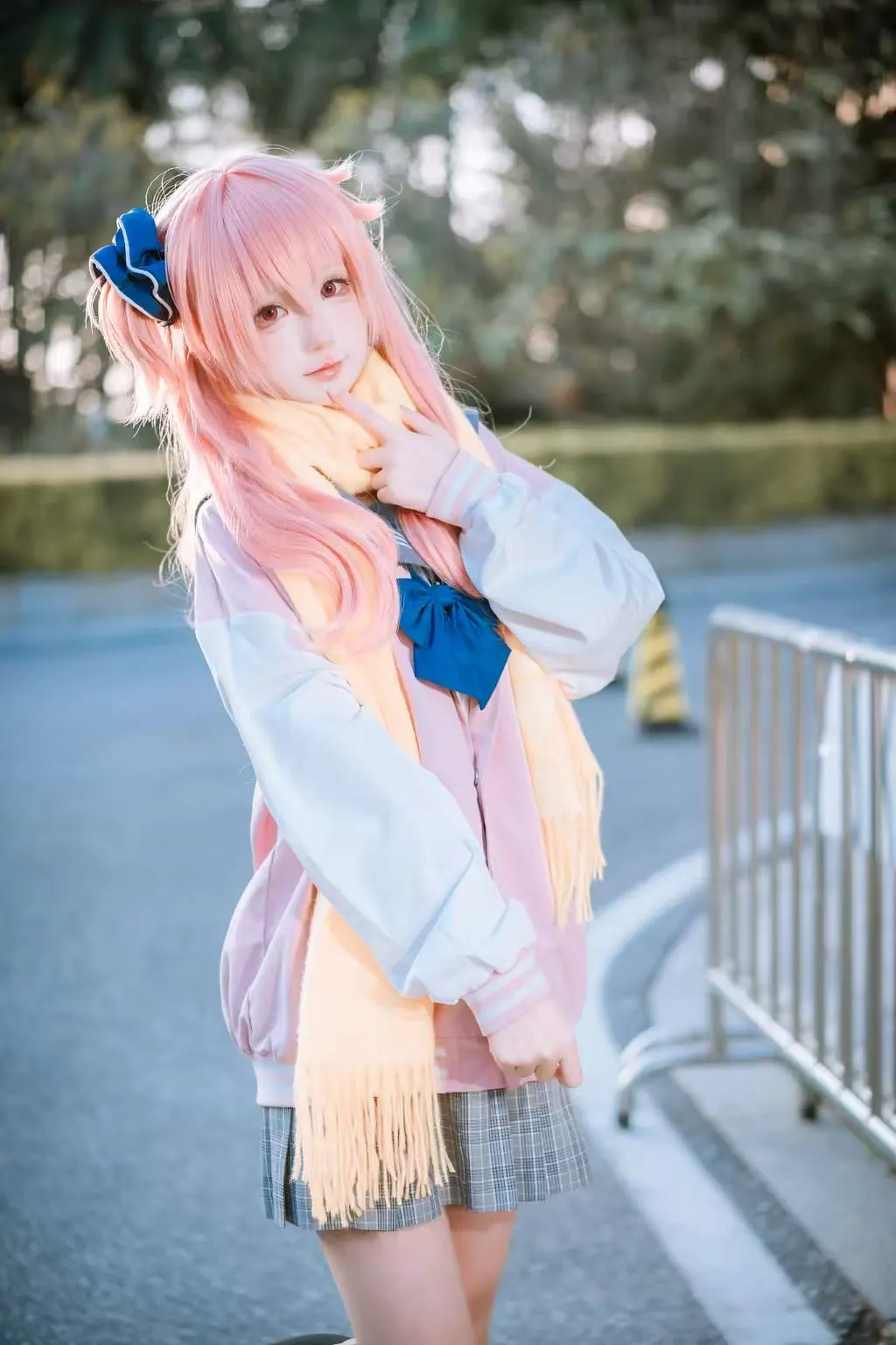 二次元摄影, 粉发cosplay, 校服穿搭, 因幡巡cos, 魔女的夜宴 - 第4张
