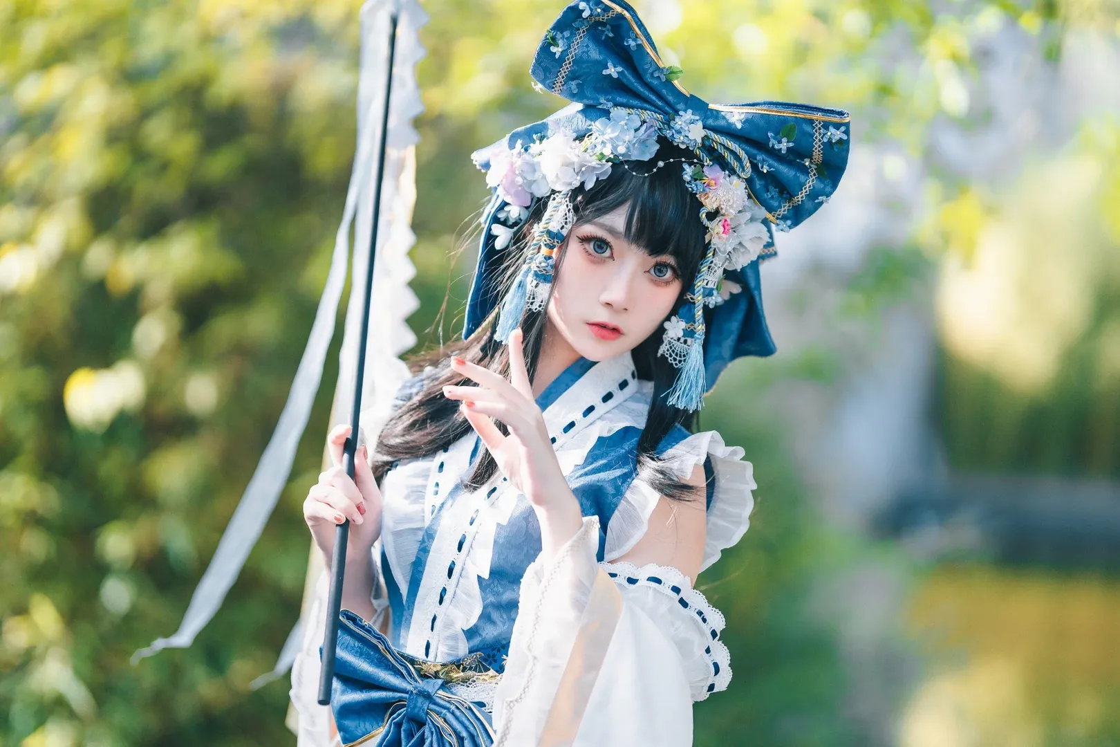 博丽灵梦cos, 青灵梦, 夏日cos, 東方project, 2p色cos - 第2张
