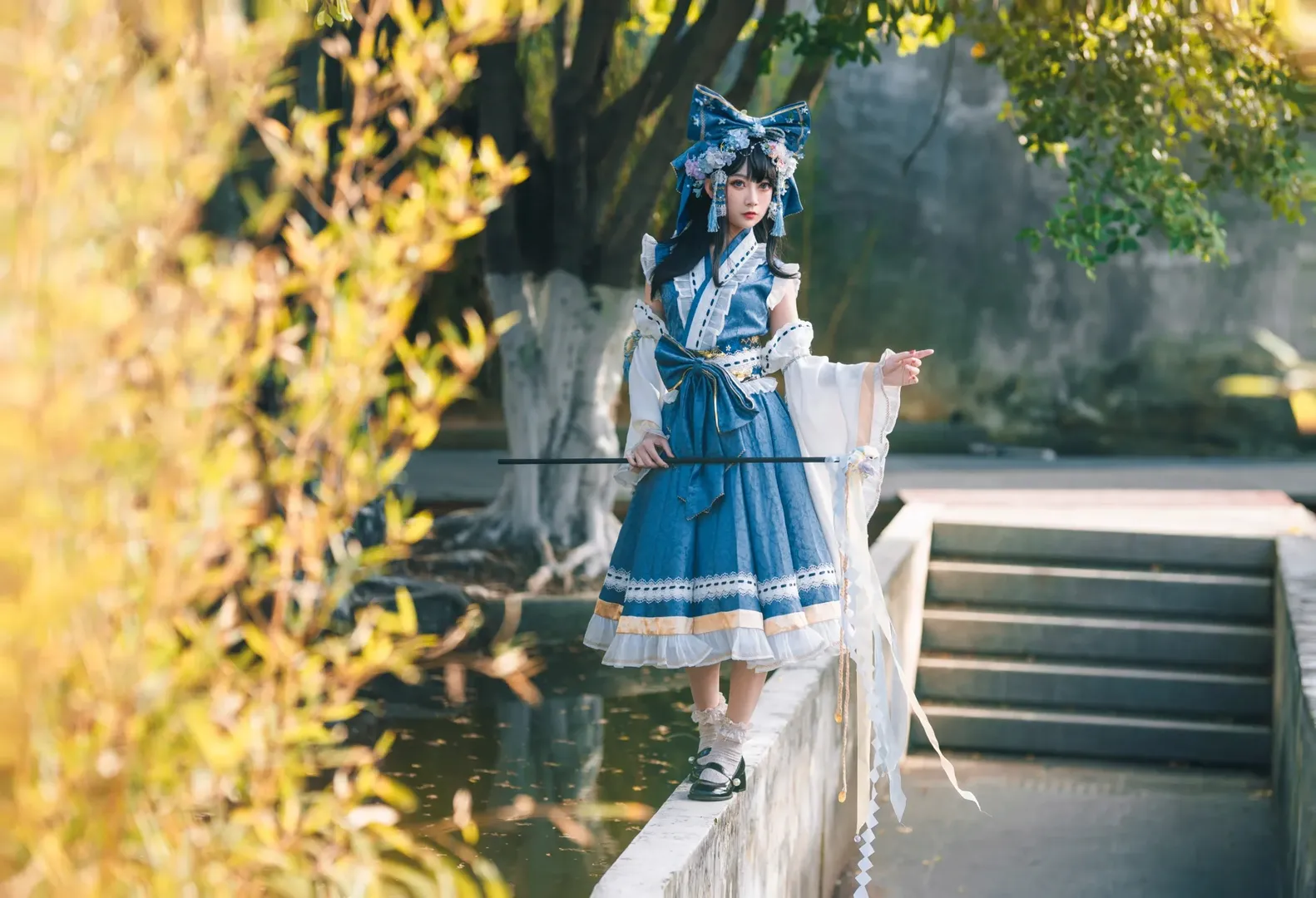 博丽灵梦cos, 青灵梦, 夏日cos, 東方project, 2p色cos - 第8张