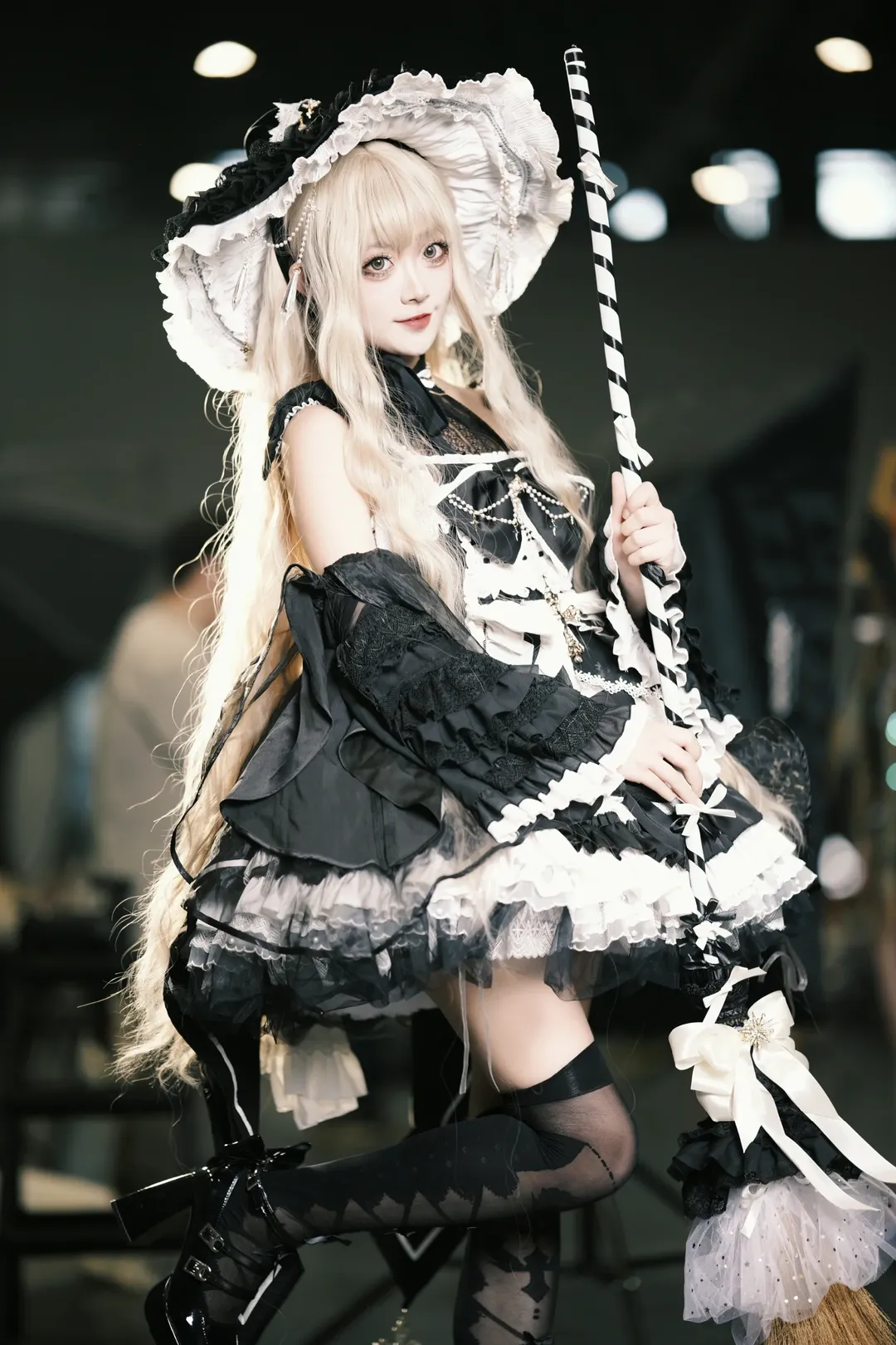魔理沙cos, 东方Project, Lolita风格, 漫展场照, 黑白魔女