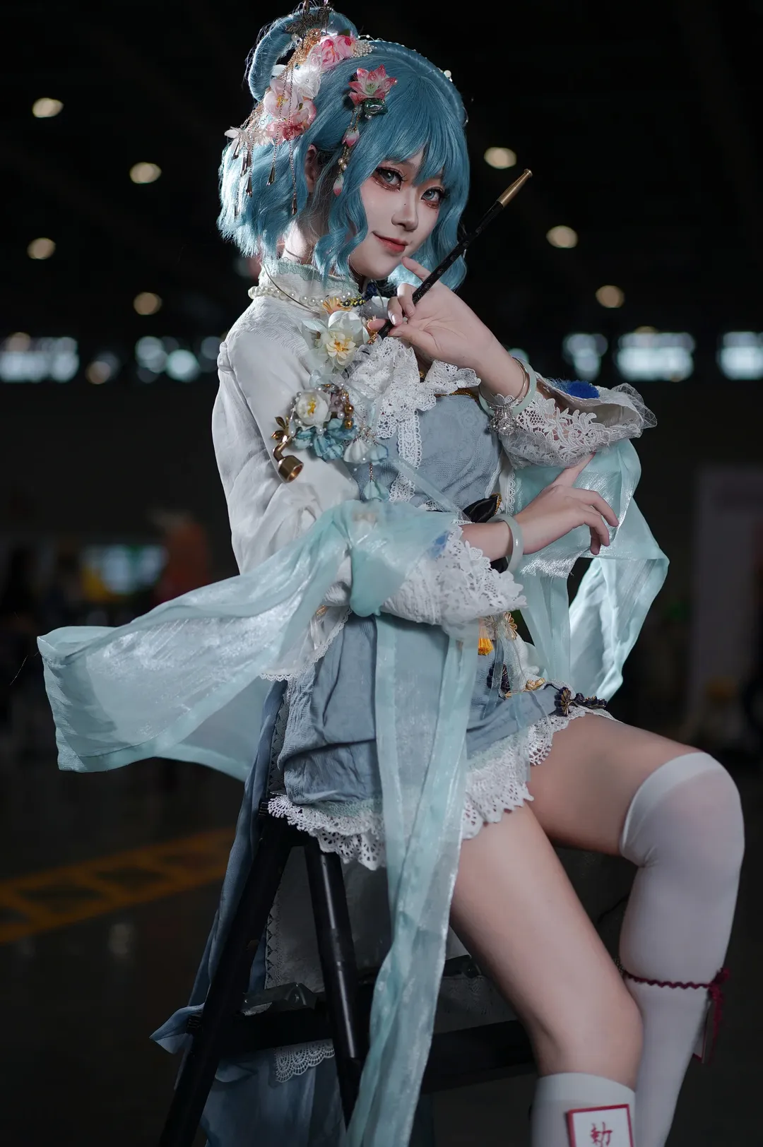 東方Project, 霍青娥コスプレ, アニメイベントのポーズ参考, 中国仙侠コスプレ, ロングパイプの撮影ポーズ - 7枚目