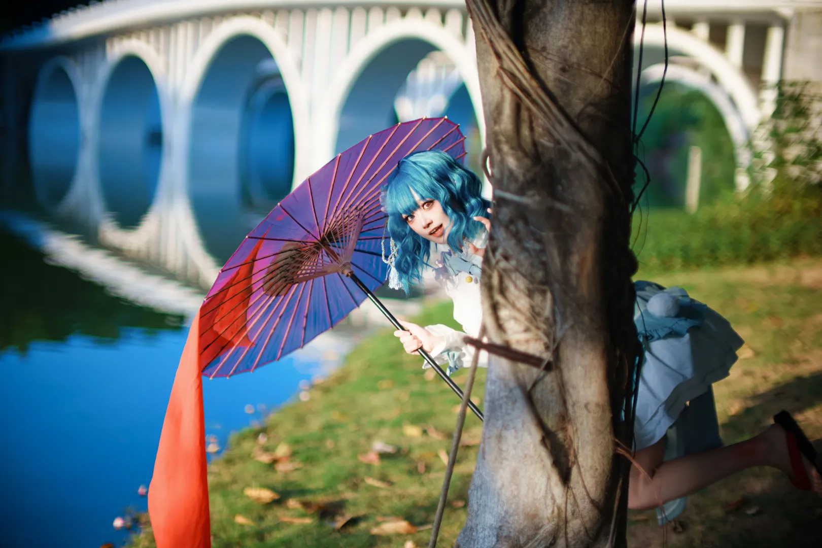 东方project, 多多良小伞cos, cosplay摄影, 户外人像, 纸伞道具 - 第7张