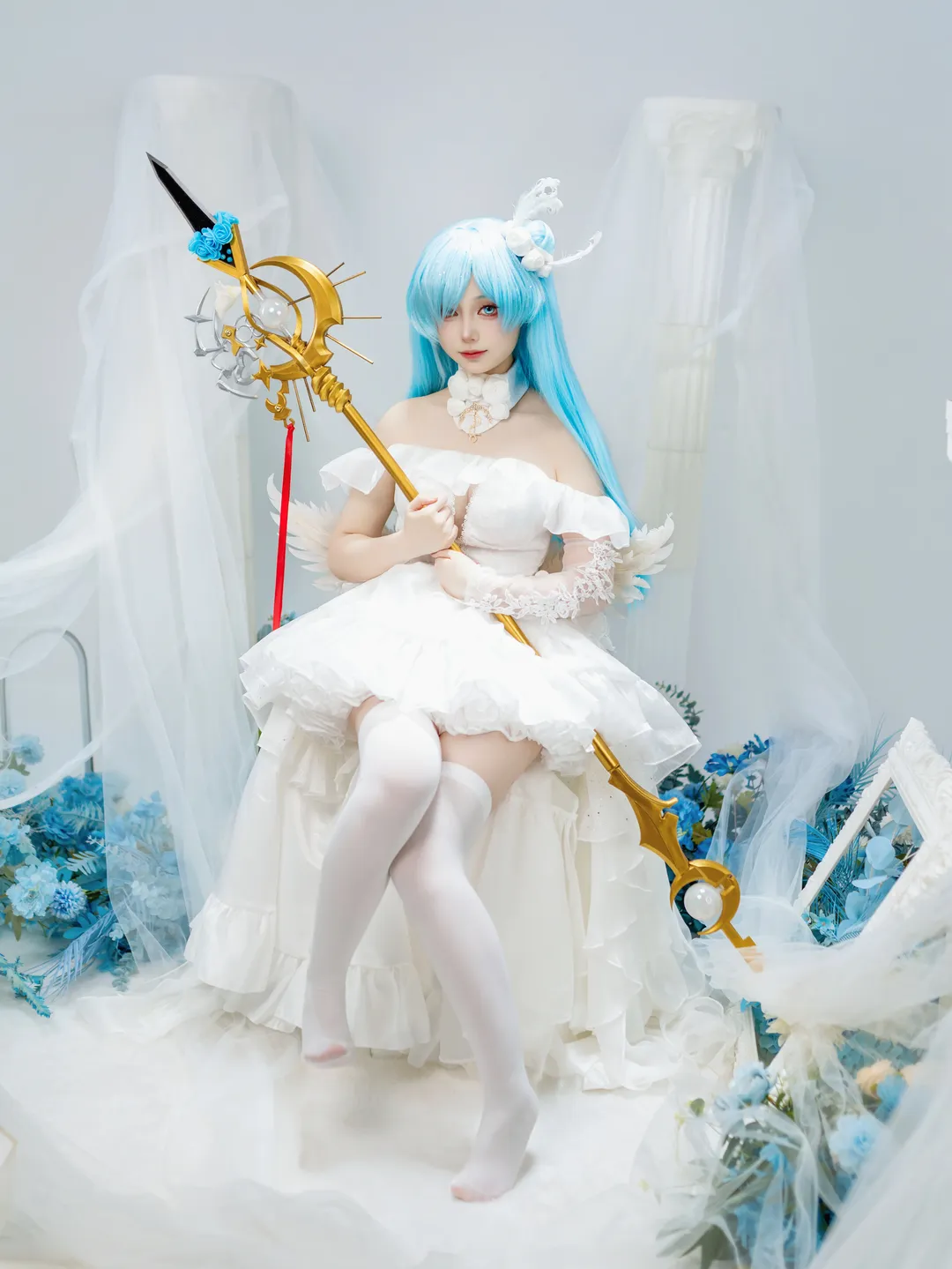 碧蓝航线, 雅努斯cos, cosplay正片, 白丝布景, 仙气造景