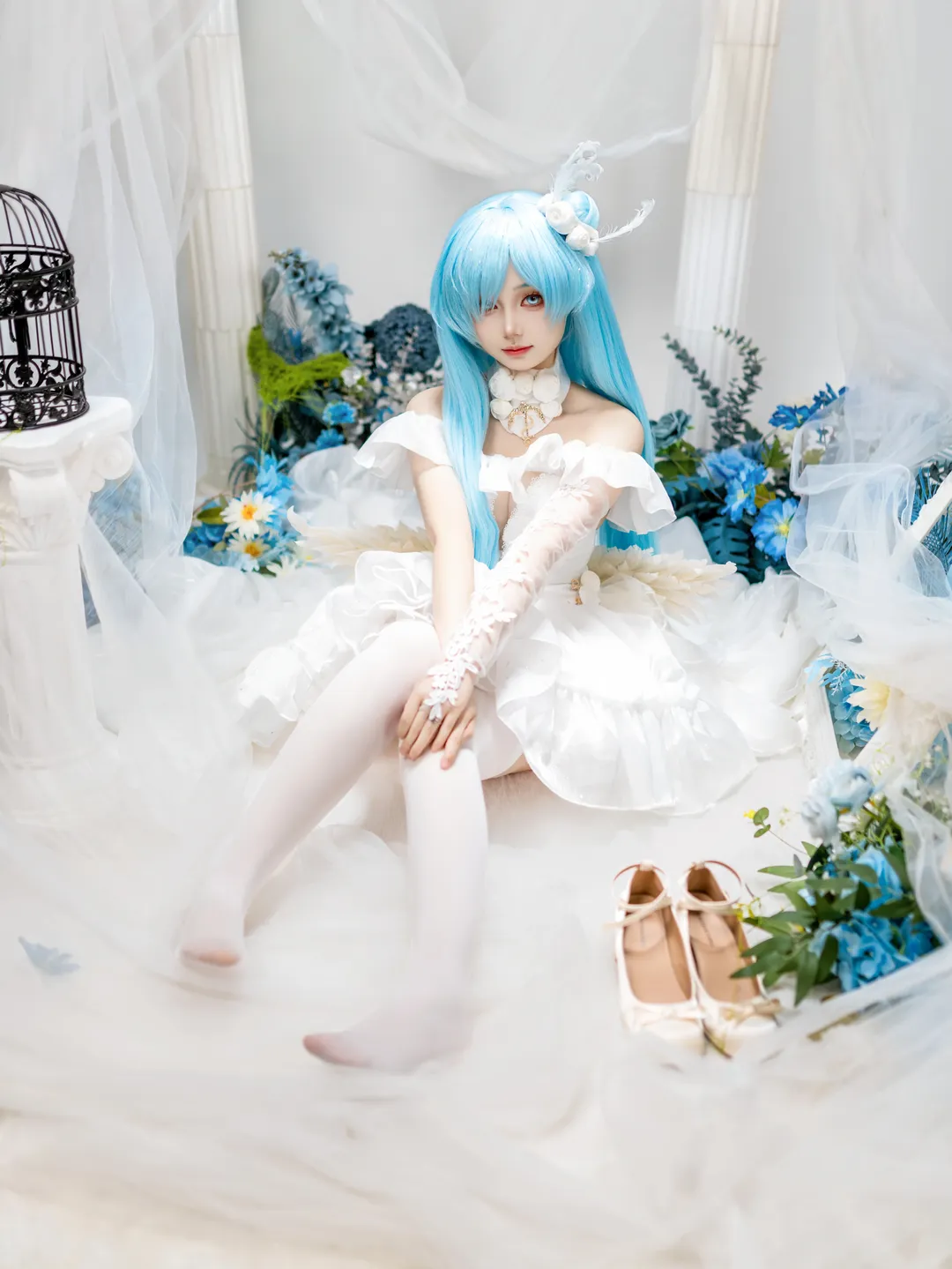 碧蓝航线, 雅努斯cos, cosplay正片, 白丝布景, 仙气造景 - 第2张