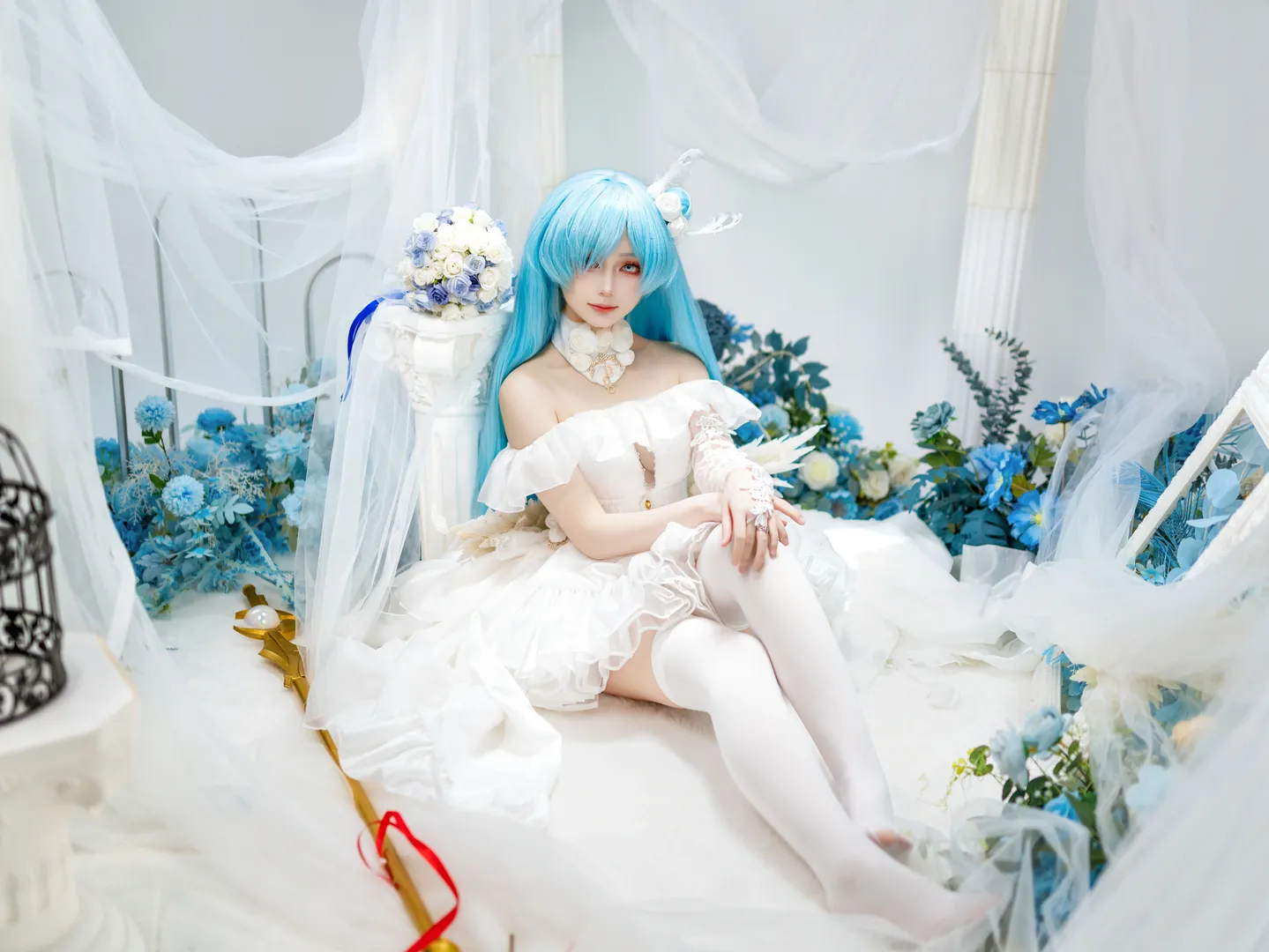 碧蓝航线, 雅努斯cos, cosplay正片, 白丝布景, 仙气造景 - 第3张