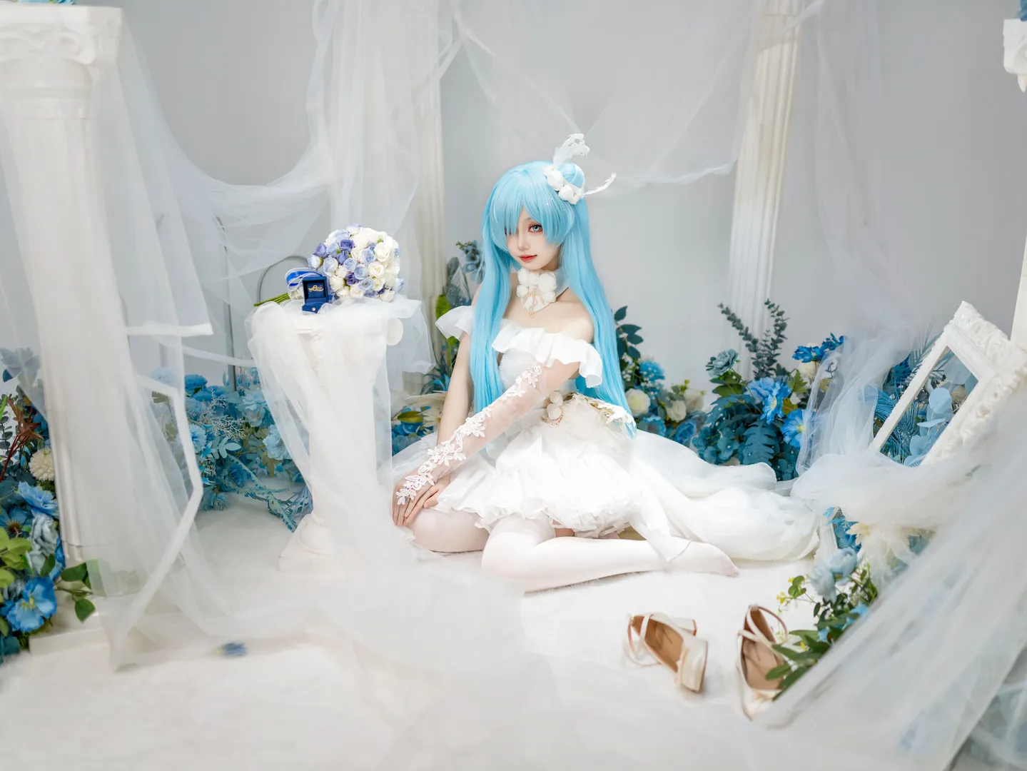 碧蓝航线, 雅努斯cos, cosplay正片, 白丝布景, 仙气造景 - 第4张
