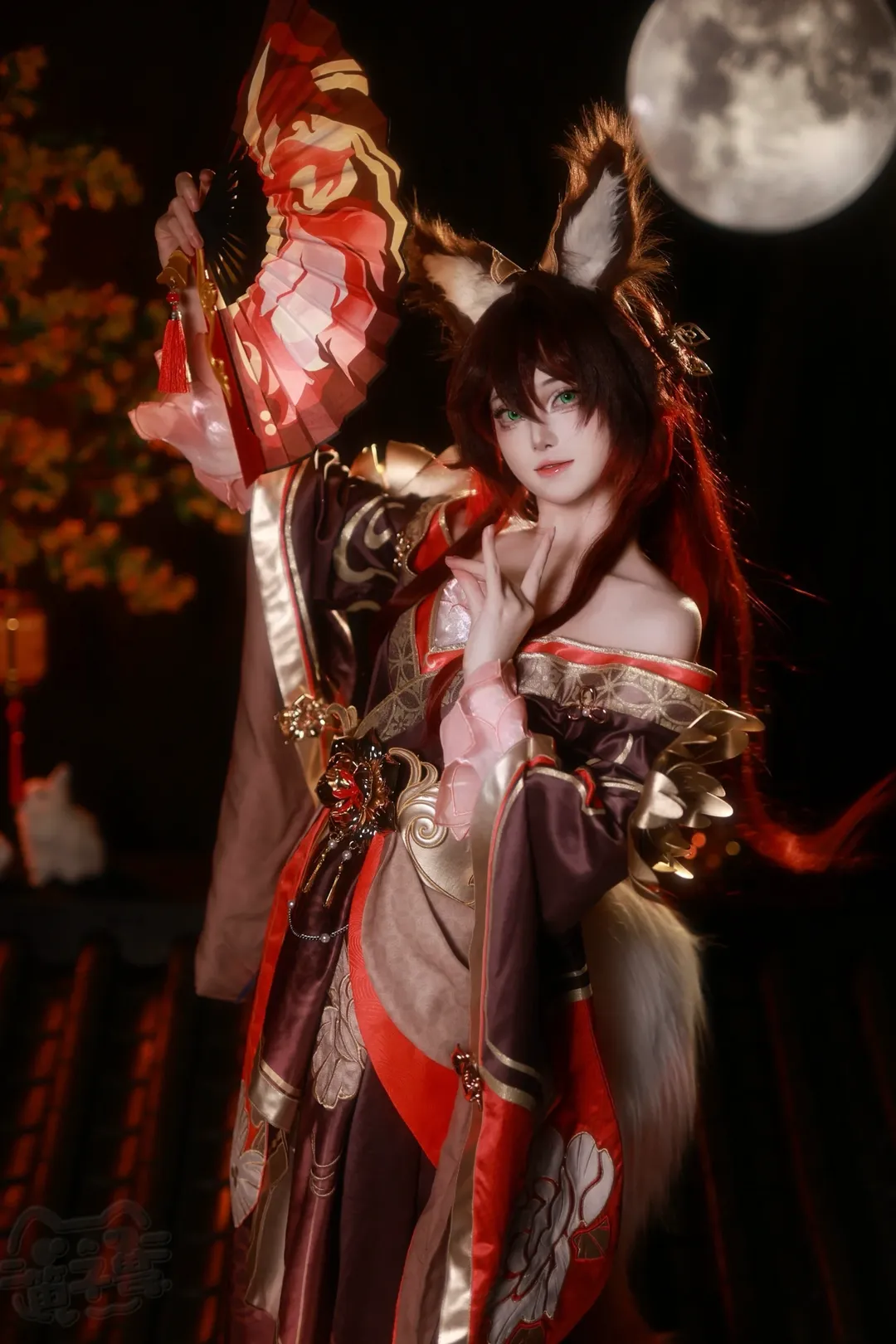 忘归人cos, 崩坏星穹铁道, cosplay摄影, 古风兽耳, 月下夜景 - 第4张