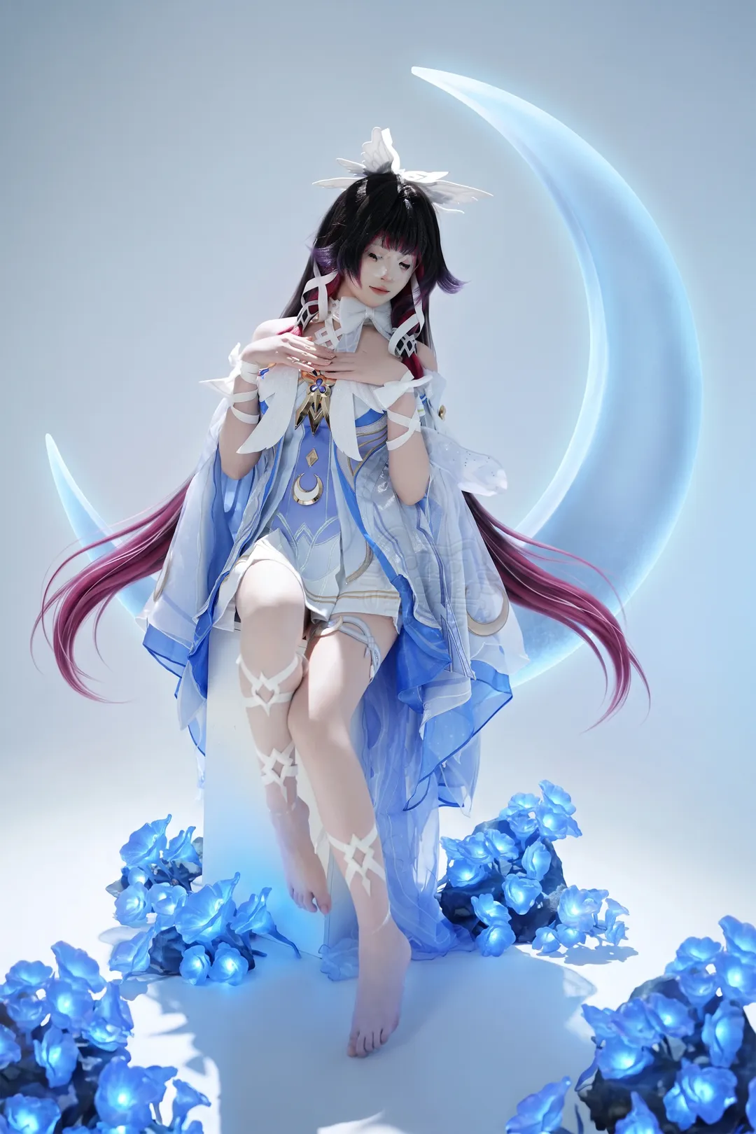 原神, 哥伦比娅cos, cosplay日常, 少女cos, 月下拍摄