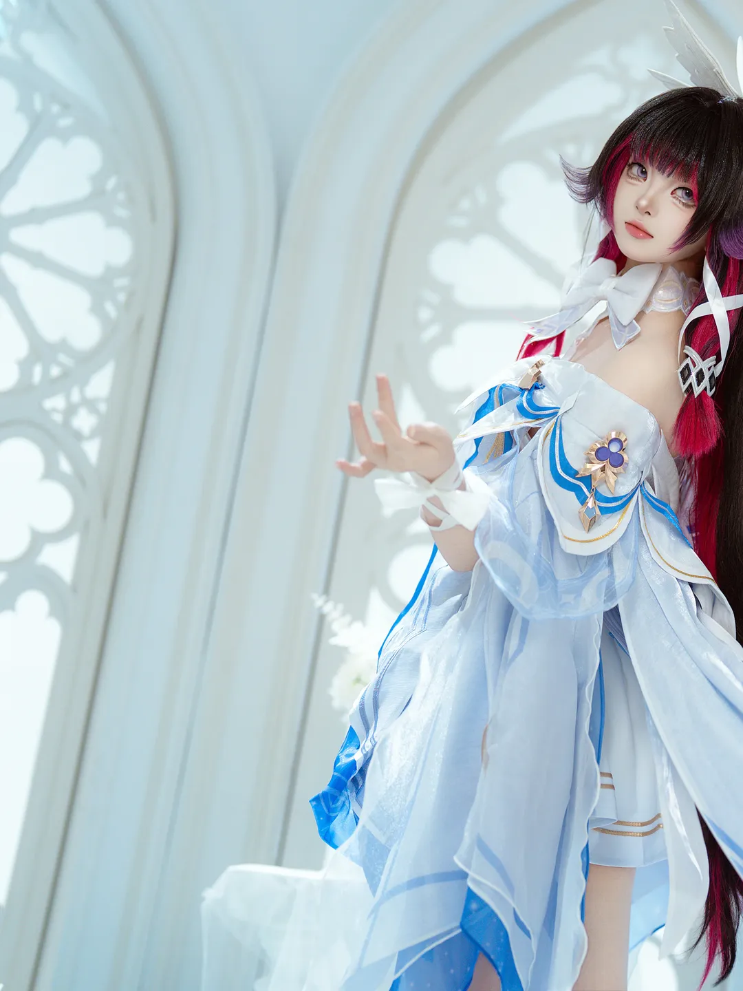 原神, 哥伦比娅cos, 二次元摄影, cosplay分享, 白纱少女