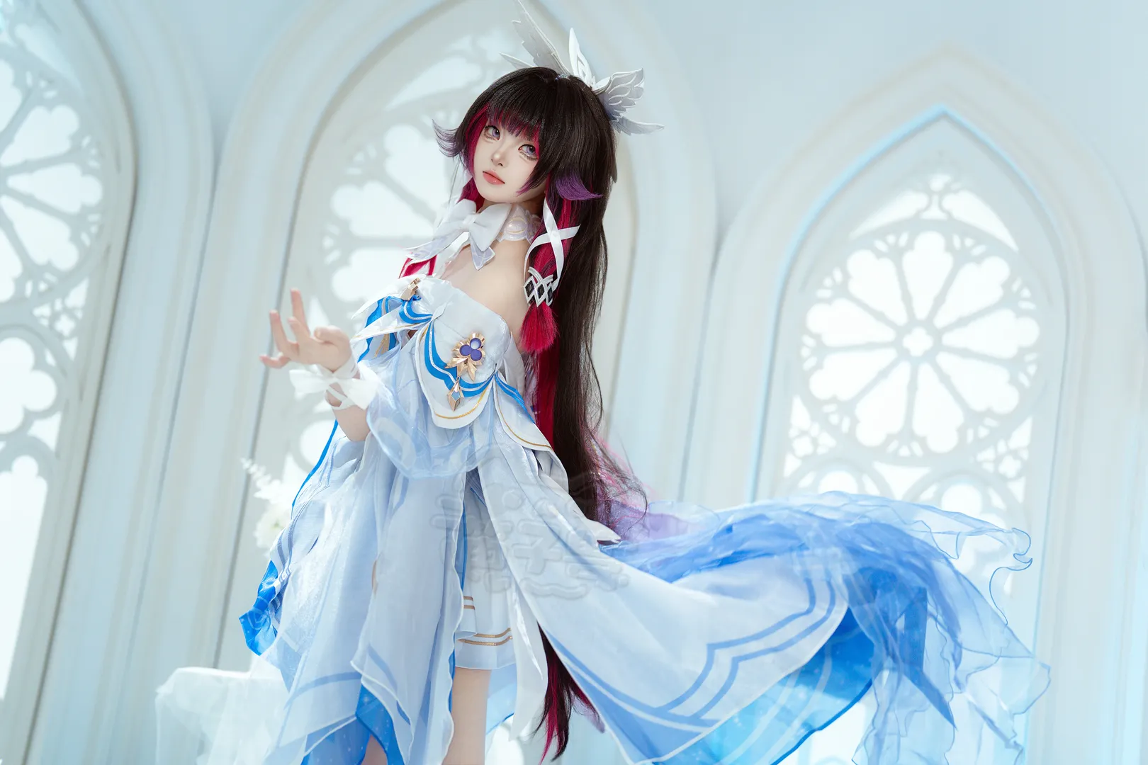原神, コロンビーナ コスプレ, 二次元撮影, コスプレシェア, 白いヴェールの少女 - 3枚目