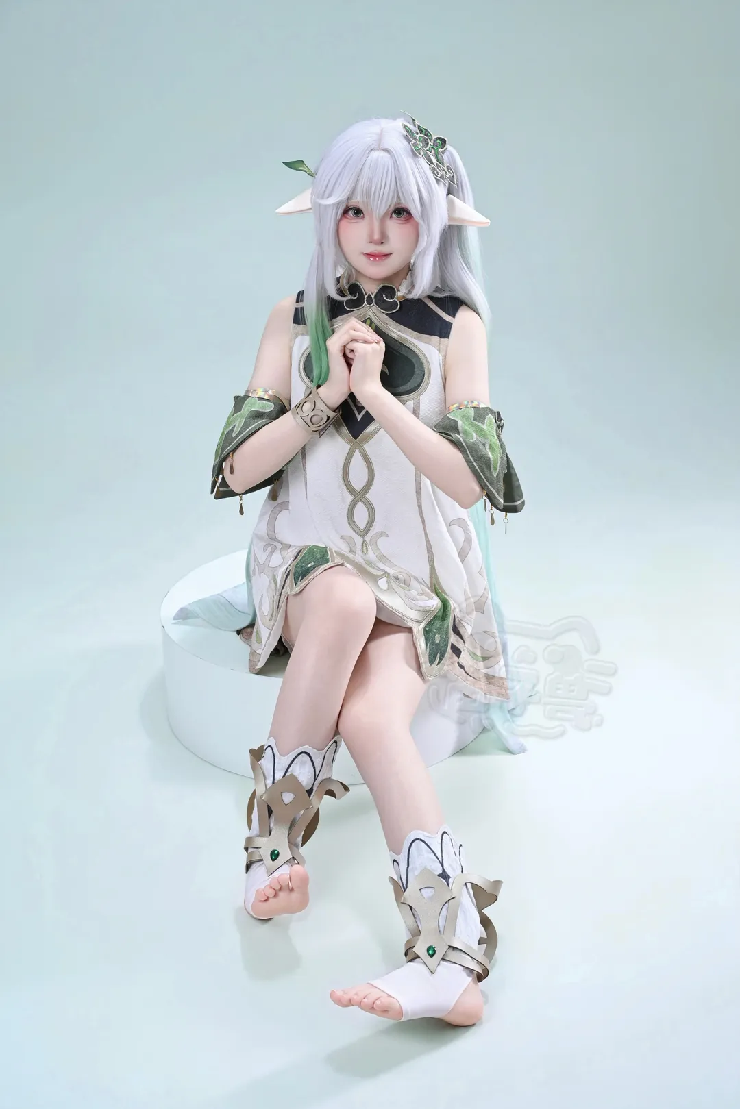 原神, 纳西妲cos, 精灵耳造型, 须弥cosplay, 白绿配色cos - 第1张
