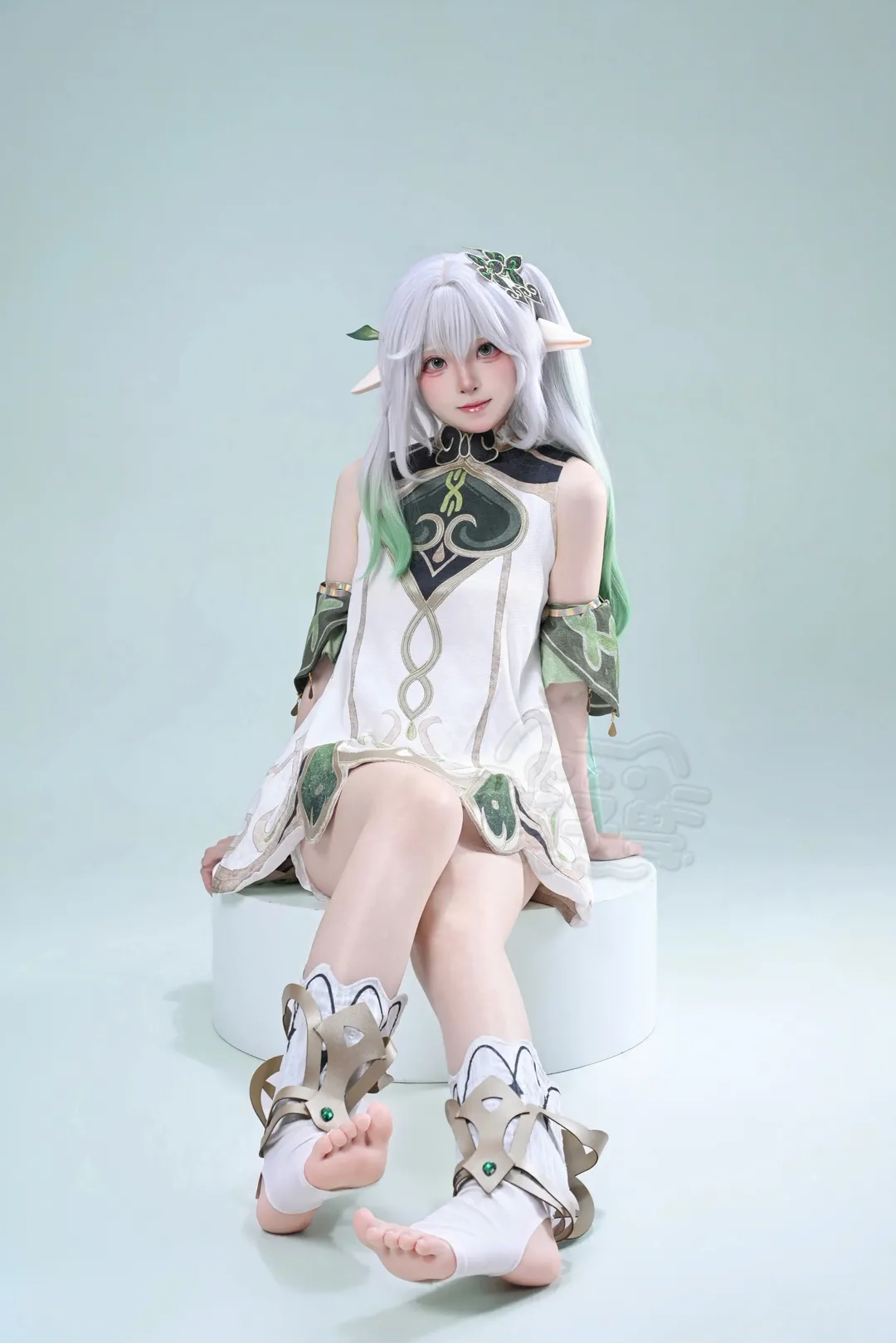 原神, 纳西妲cos, 精灵耳造型, 须弥cosplay, 白绿配色cos - 第3张