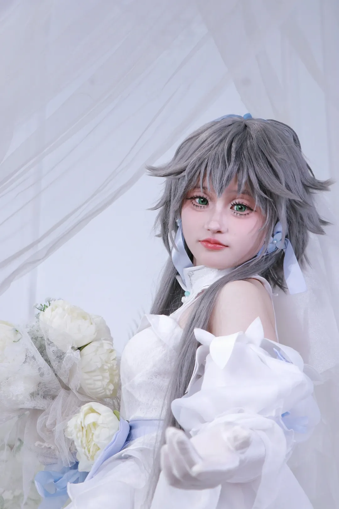 Cosplay, 洛天依cos, 花嫁造型, 梦幻摄影, 纯白婚纱 - 第13张