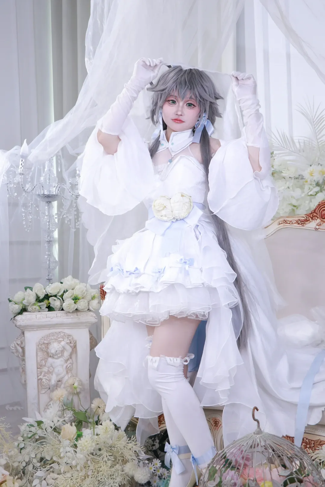 Cosplay, 洛天依cos, 花嫁造型, 梦幻摄影, 纯白婚纱 - 第7张