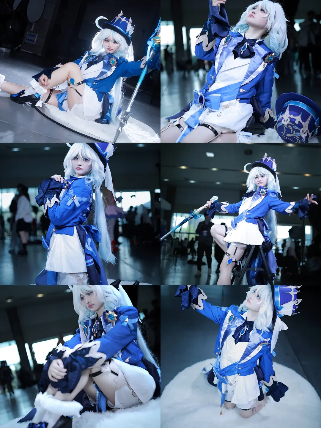 原神, 芙宁娜cos, 枫丹, cosplay动作参考, 坐姿拍照 - 第1张