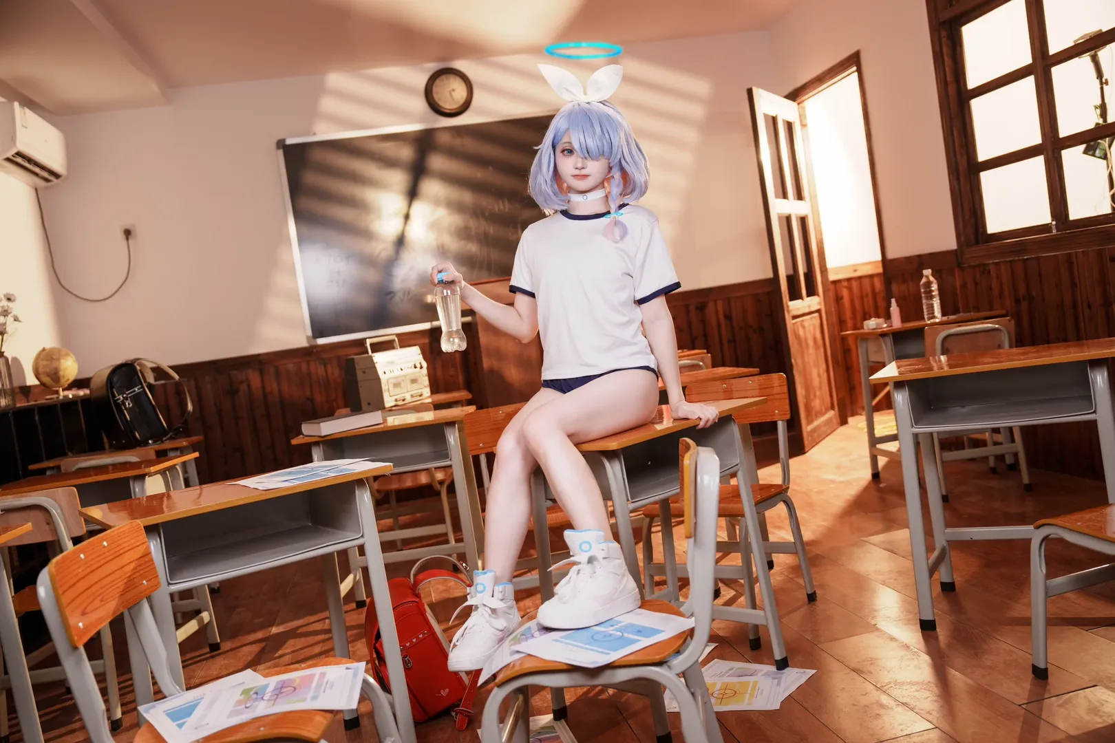 コスプレ, ブルーアーカイブ, 体操服, アロナ コスプレ, 教室撮影