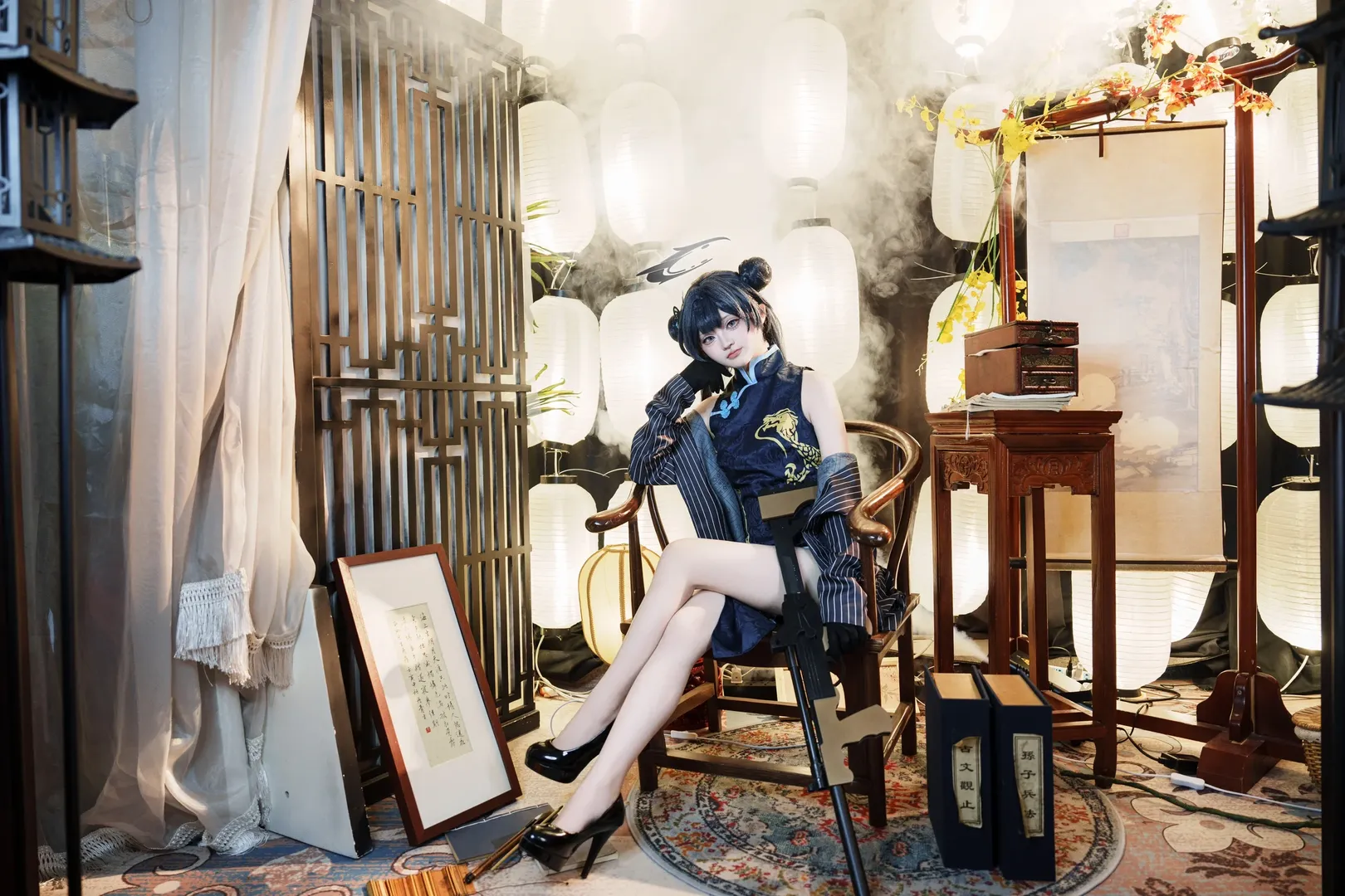 Anime-style photography, Blue Archive, Misaki cosplay, Qipao cosplay, Chinese-style cosplay - Image 10