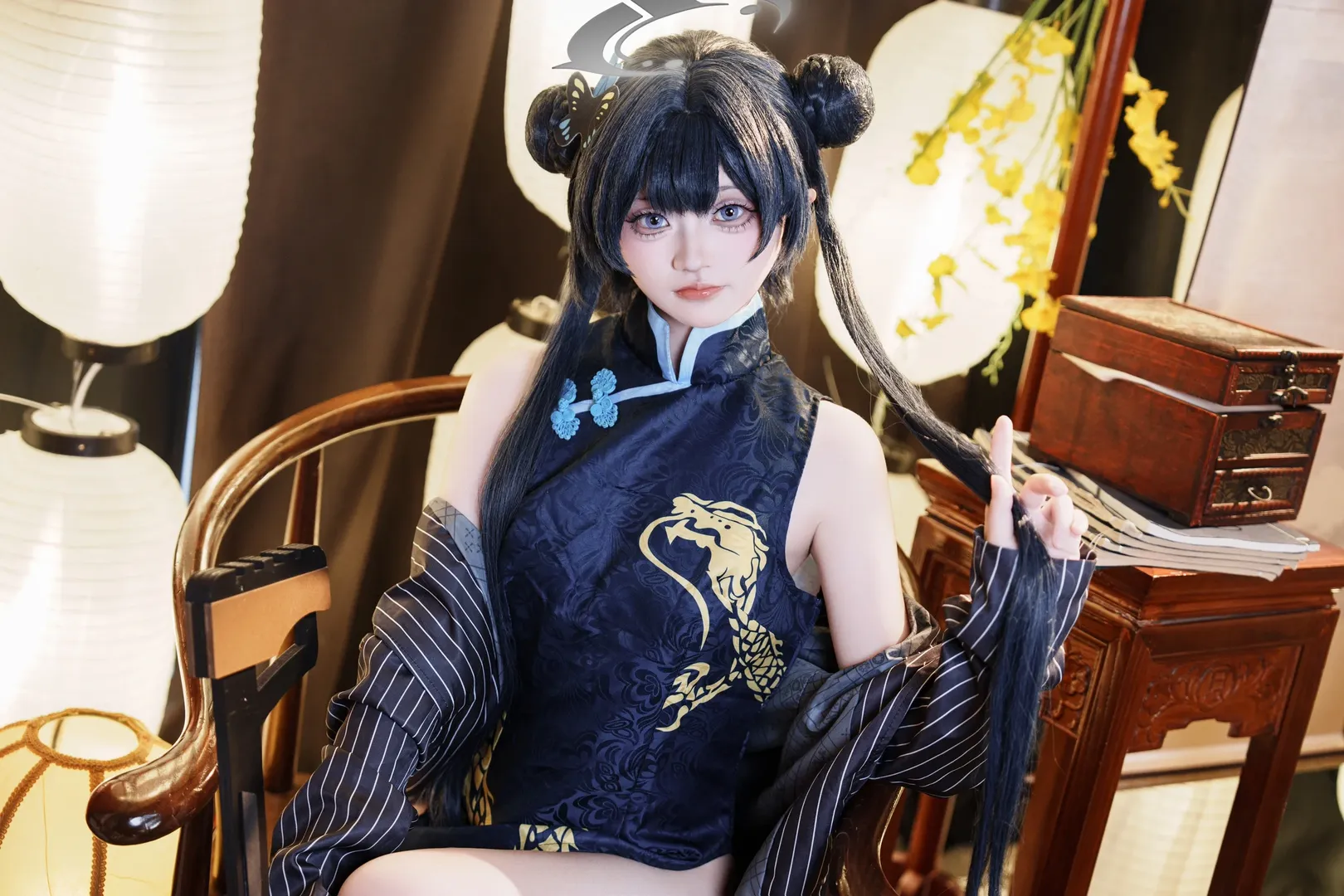 Anime-style photography, Blue Archive, Misaki cosplay, Qipao cosplay, Chinese-style cosplay - Image 11