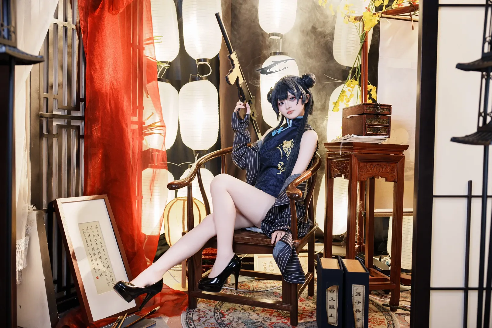 Anime-style photography, Blue Archive, Misaki cosplay, Qipao cosplay, Chinese-style cosplay - Image 12