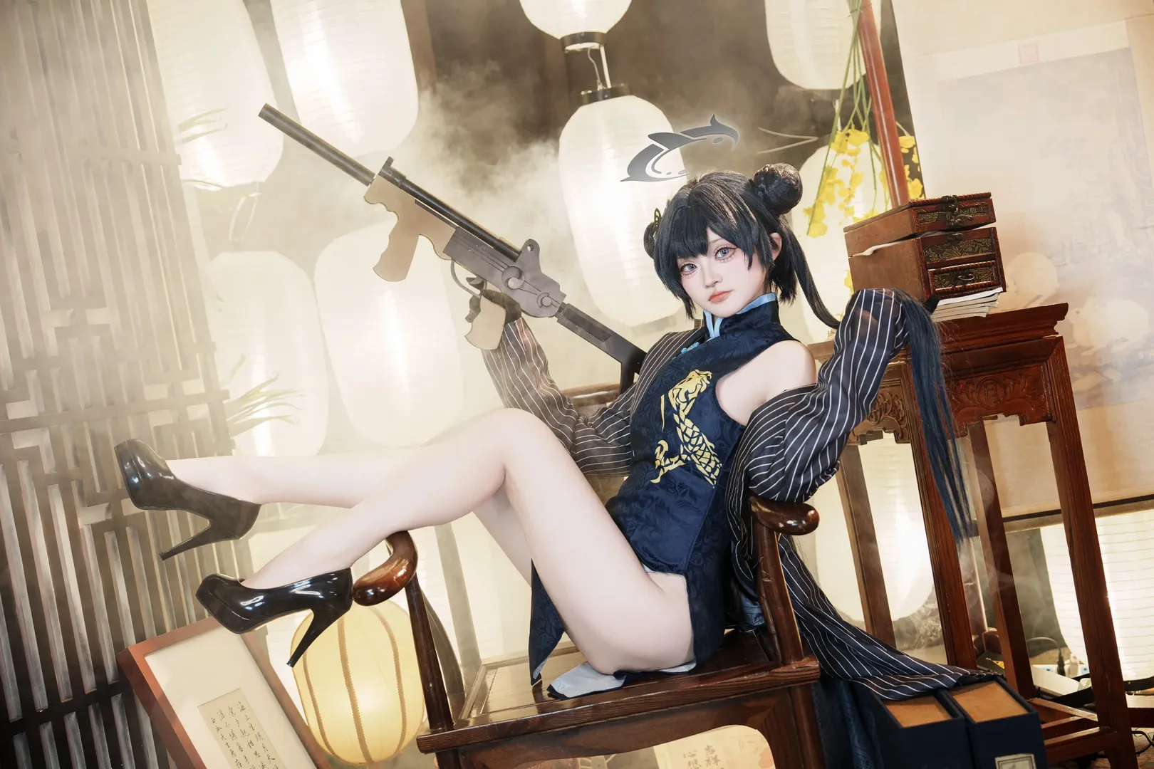 Anime-style photography, Blue Archive, Misaki cosplay, Qipao cosplay, Chinese-style cosplay - Image 3
